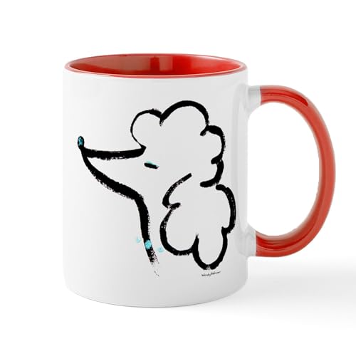 White/Red Inside - Poodle Portrait Mugs