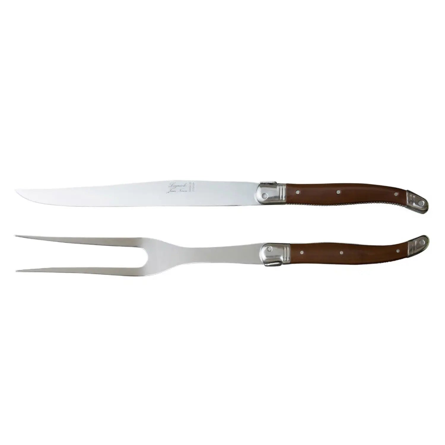 Miranda Style Jean Neron Laguioles Stainless Steel Carving Knife & Fork Set - Premium Steak Knife Set for Fine Dining, BBQ & Kitchen Use