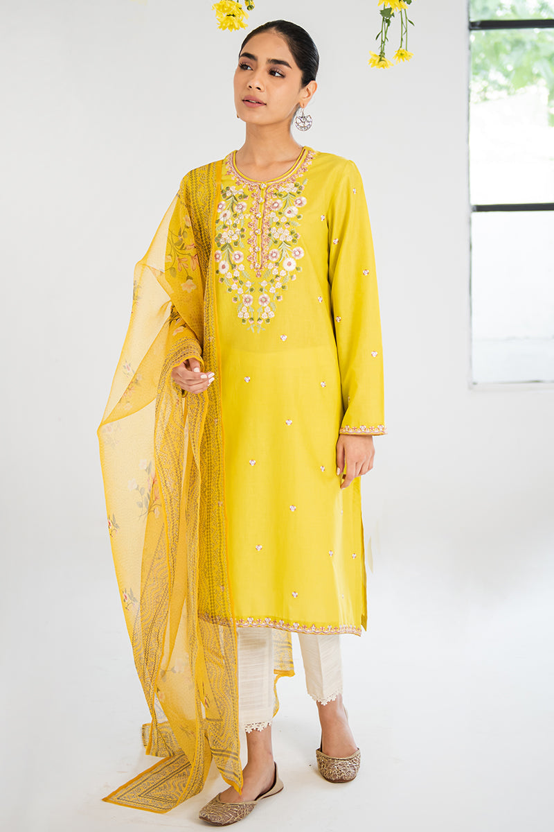 Amber Glow 2-Piece Outfit Set (Shirt & Dupatta) - Elegant Ethnic Wear for Women | Perfect for Weddings, Parties & Festive Occasions