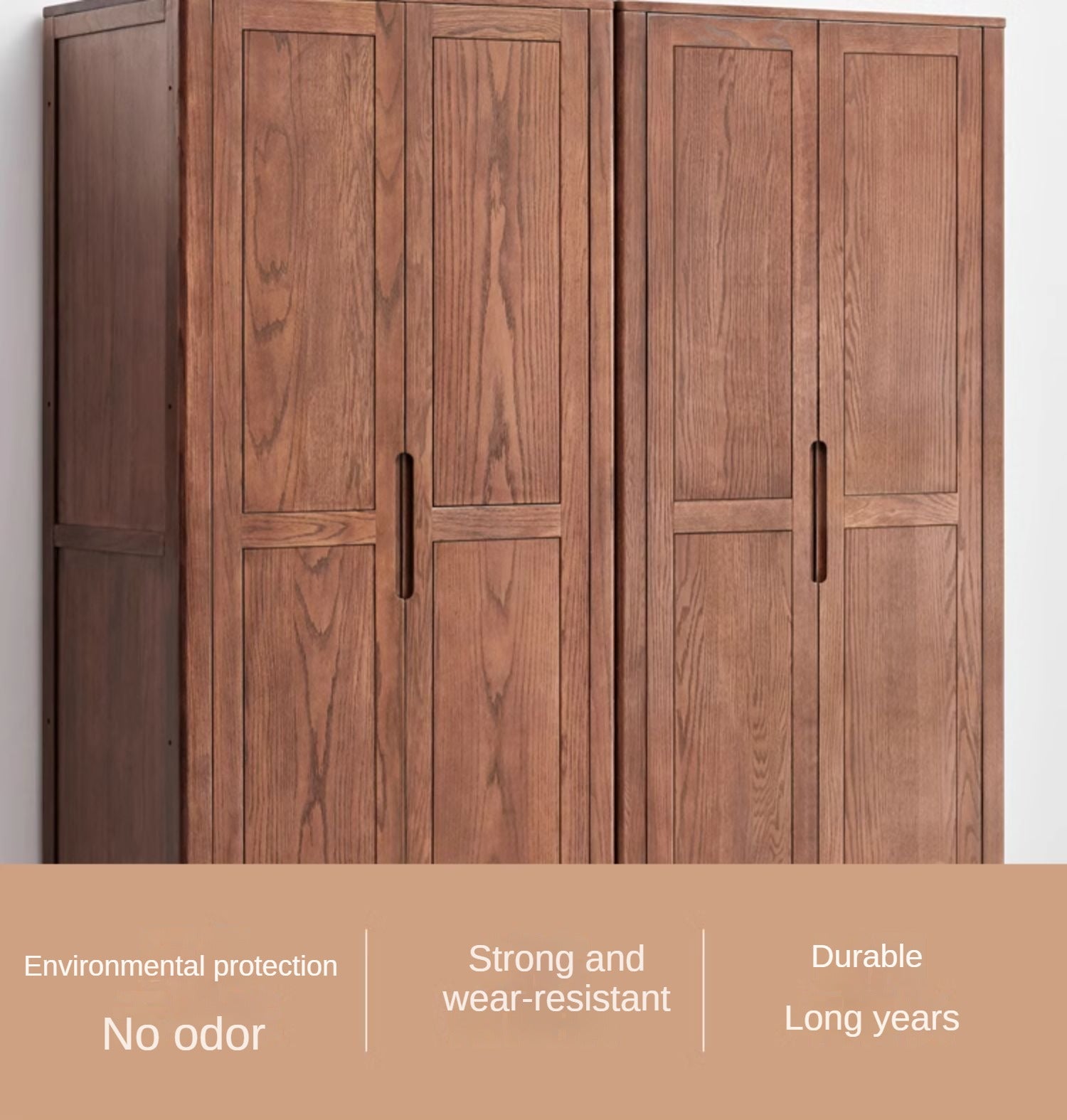 Solid Oak Wood Wardrobe in Walnut Finish - Stylish and Durable Closet Storage for Bedroom, Living Room, or Walk-in Closet