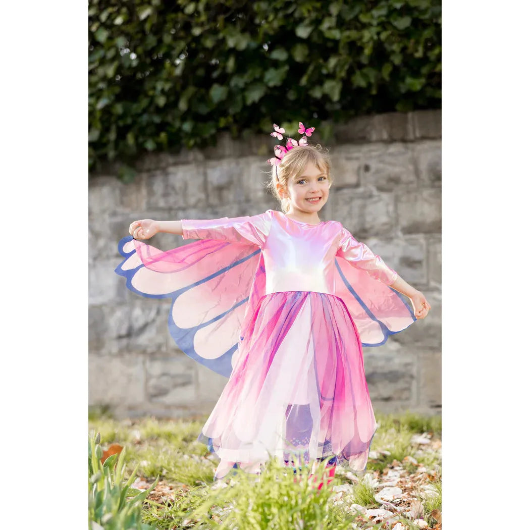 Butterfly Twirl Dress with Detachable Wings - Pink Fairy Costume for Girls | Perfect for Halloween, Birthday Parties & Dress-Up Play
