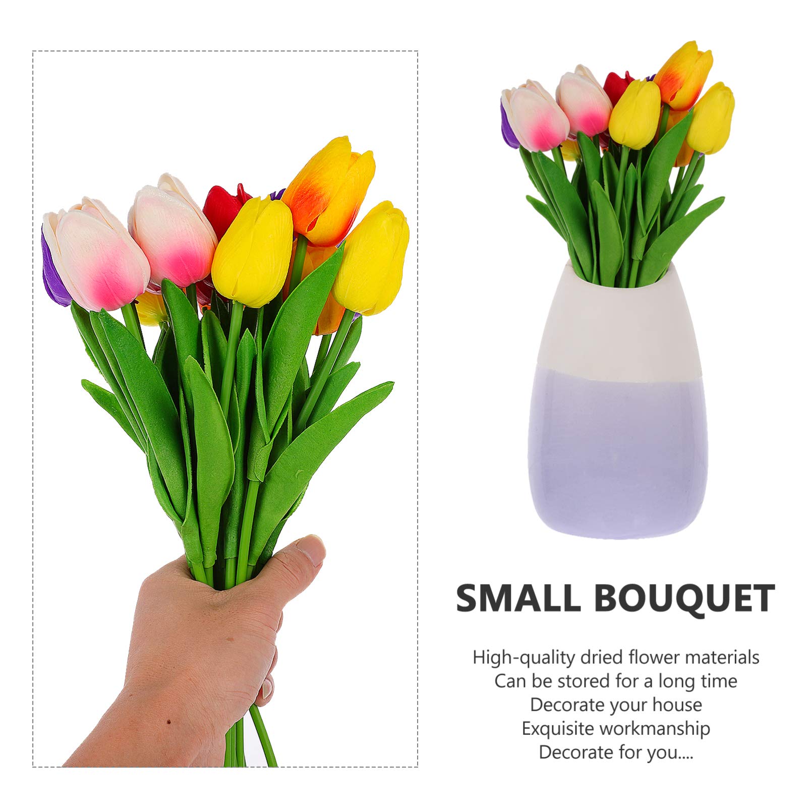 VOSAREA 15pcs Real Touch Artificial Tulip Flowers - Silk Fake Tulips for Bouquet, Wedding Centerpiece, Office & Home Decor - Perfect for Desk Decorations, Party Arrangements & Room Decoration