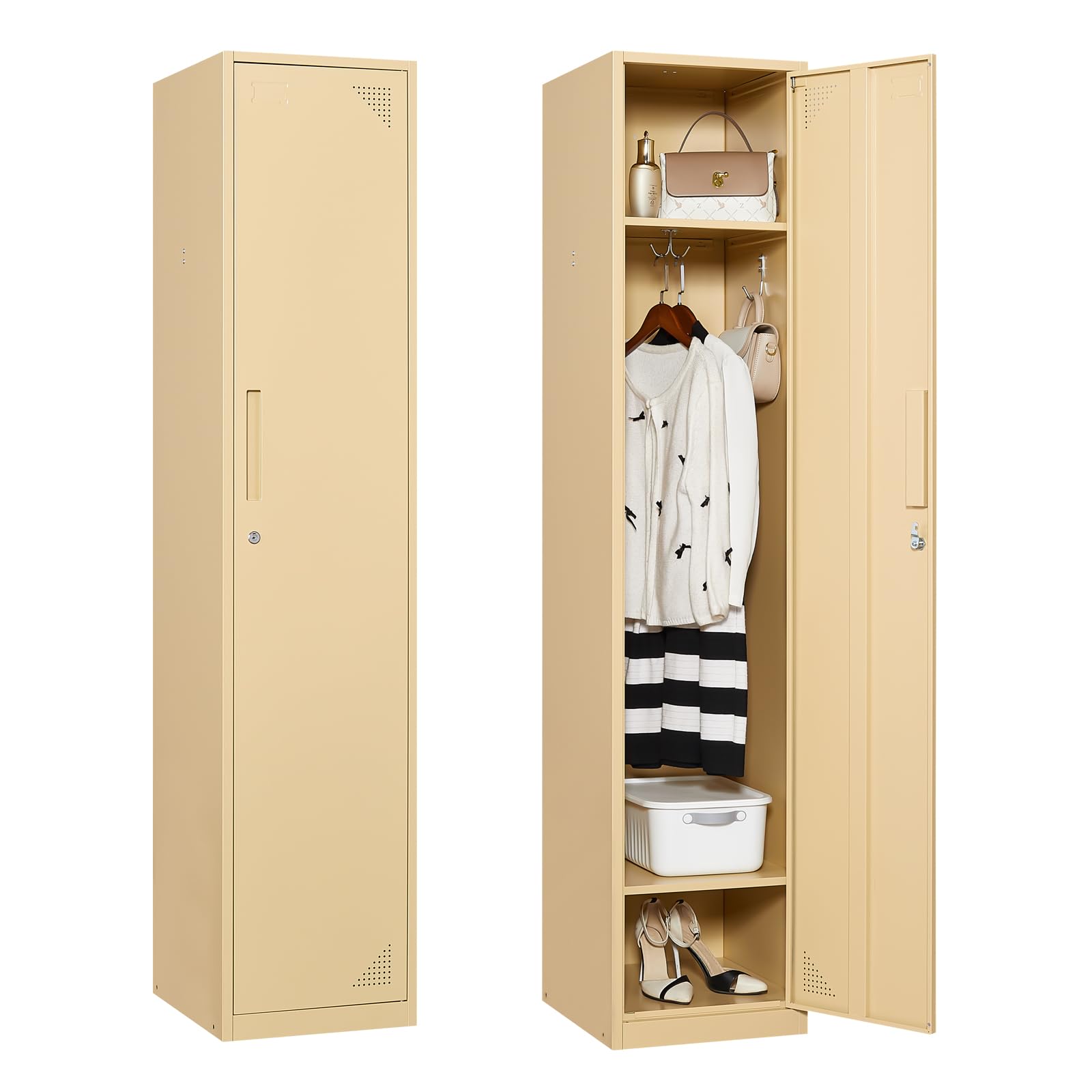 Durable Metal Locker with Lock - Heavy Duty Steel Storage Cabinet for Home, Gym, School & Office - Secure Employee & Personal Belongings Storage - Ideal for Locker Rooms, Workplaces & Fitness Centers
