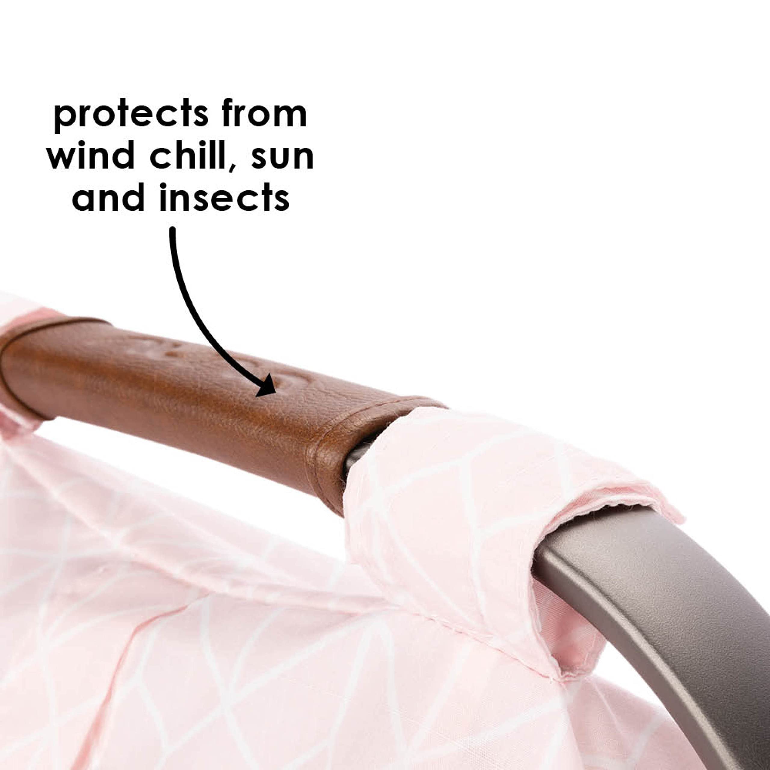 Diono Universal Infant Car Seat Cover - Adjustable, Breathable Baby Canopy with Insect Net & Weather Protection - Pink | Perfect for Strollers, Travel, and Outdoor Adventures