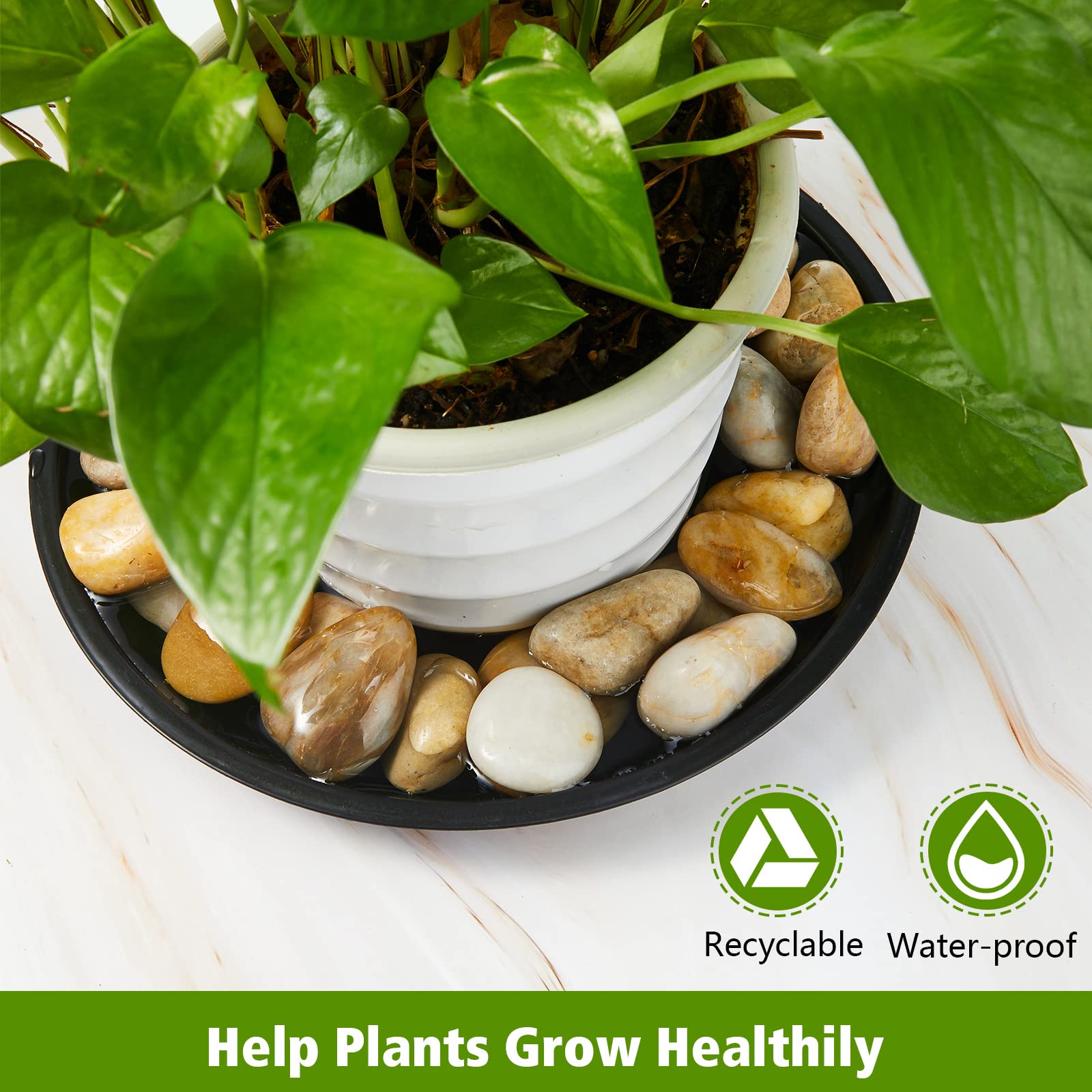 16 Pack 11.8 Inch Heavy Duty Plastic Plant Saucers - Round Drip Trays for Indoor/Outdoor Planters, Garden & Flower Pots - Perfect for Home Decor, Patio & Balcony Gardening (Black)