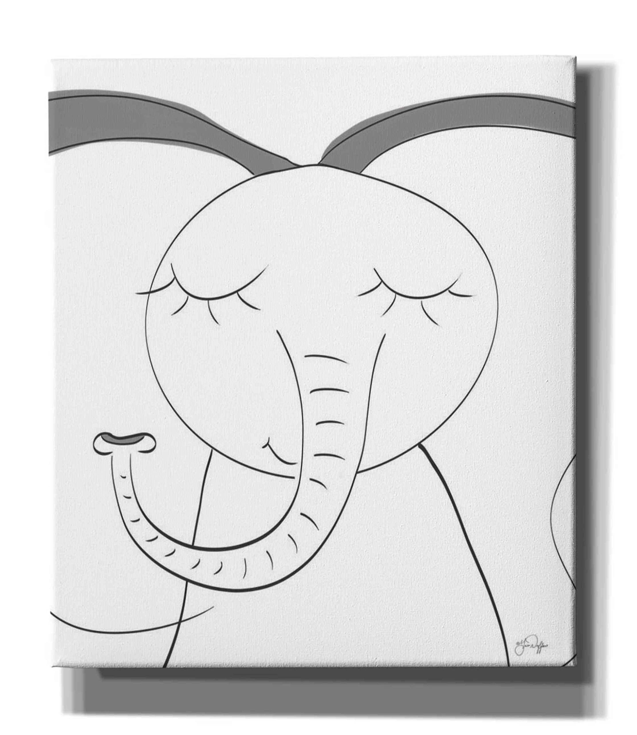 Yass Naffas Designs 'Ice Elephant' Giclee Canvas Wall Art Print - 26x30 Inches Modern Home Decor for Living Room, Bedroom & Office