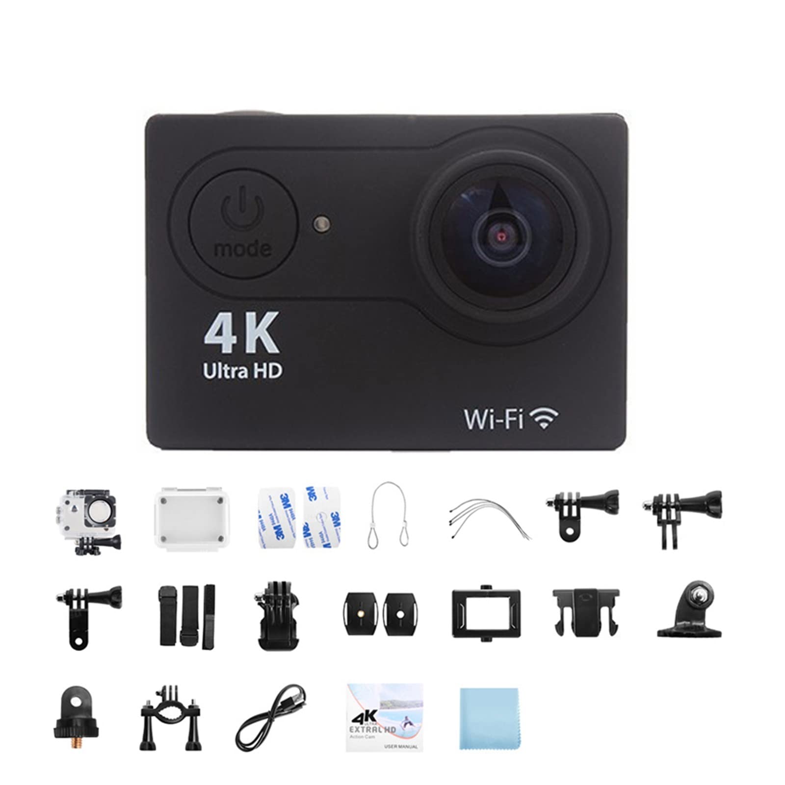 4K Action Camera with Stabilization - Waterproof Sports Camera for Outdoor & Underwater Recording