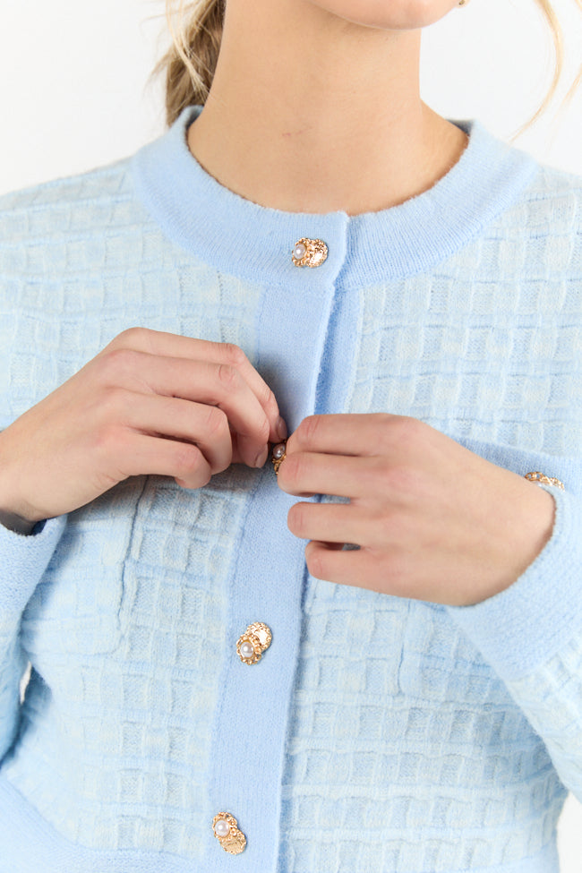 Blue Textured Woven Detail Cardigan for Women | Soft & Comfortable Knit Sweater | Perfect for Running, Casual Outfits & Date Nights | Final Sale