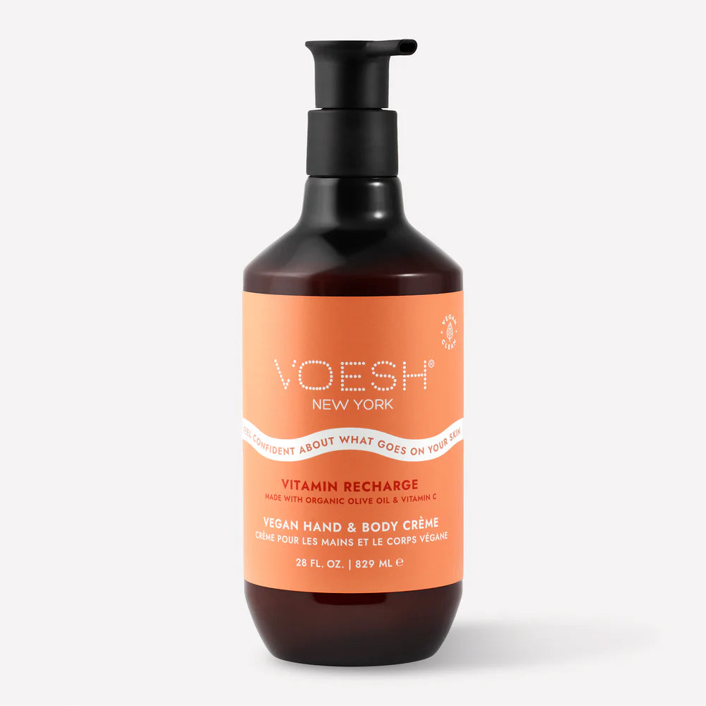 VOESH Vitamin Recharge Hand & Body Cream Pump - 16oz Moisturizing Lotion for Dry Skin - Perfect for Home, Office & Travel Use
