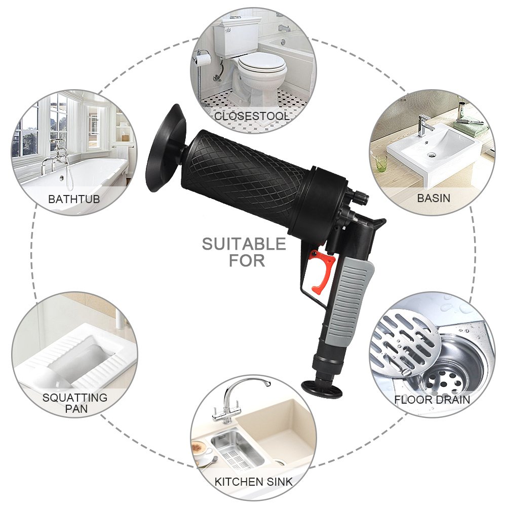 TOPINCN Drain Blaster - High Pressure Air Powered Drain Opener Tool for Clogged Toilet, Bathtub & Sink Pipes - Perfect for Home Plumbing Maintenance & Emergency Clog Removal