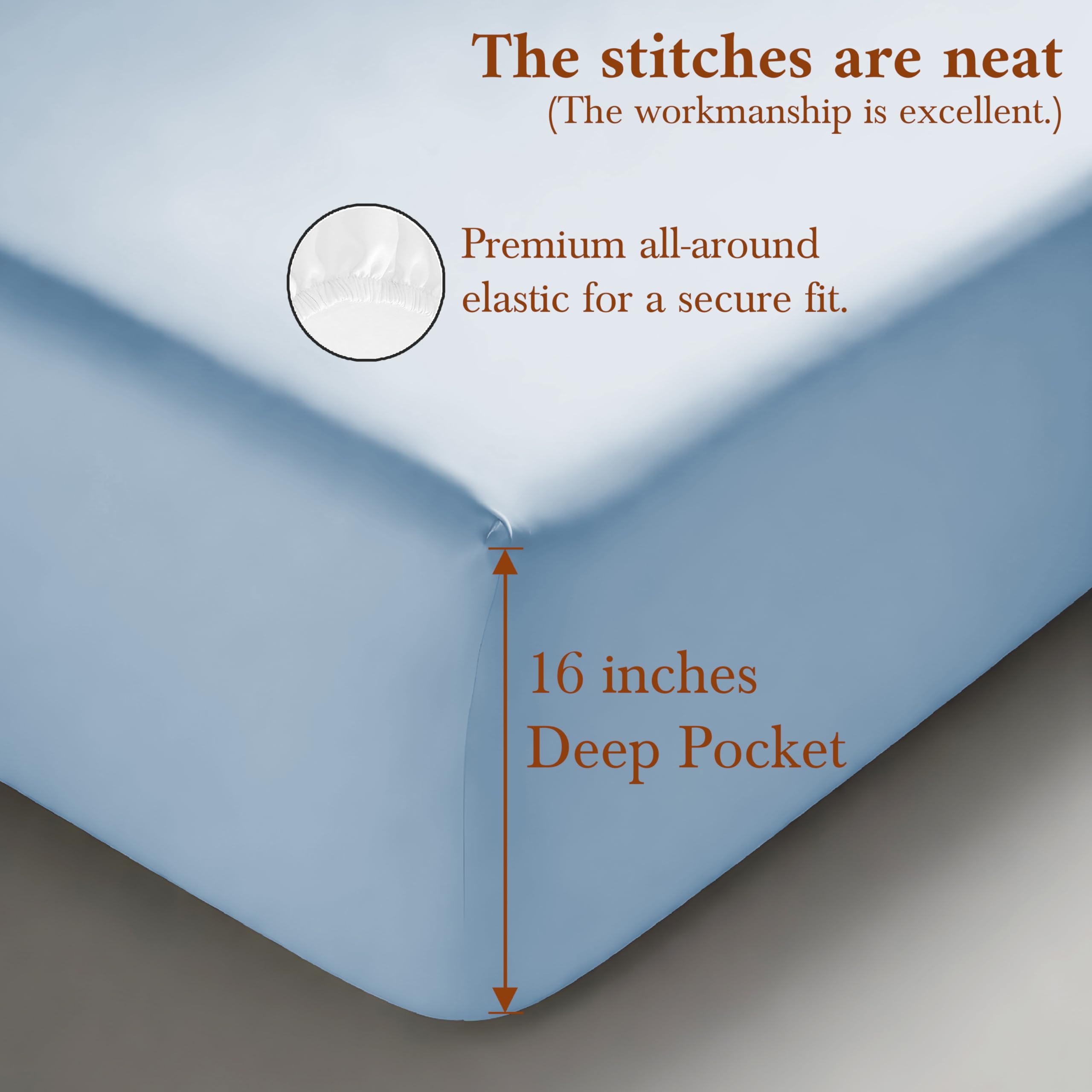 Luxury 100% Supima Cotton Twin Sheet Set - 3 Piece 1200 Thread Count Bedding Set with 16