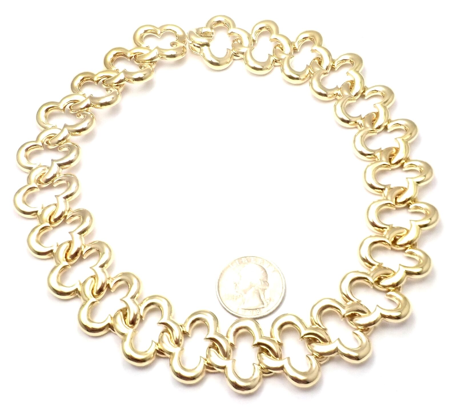Authentic Van Cleef & Arpels 18k Yellow Gold Large Alhambra Choker Necklace 1998 - Vintage Luxury Jewelry for Women, Perfect for Weddings, Anniversaries & Special Occasions