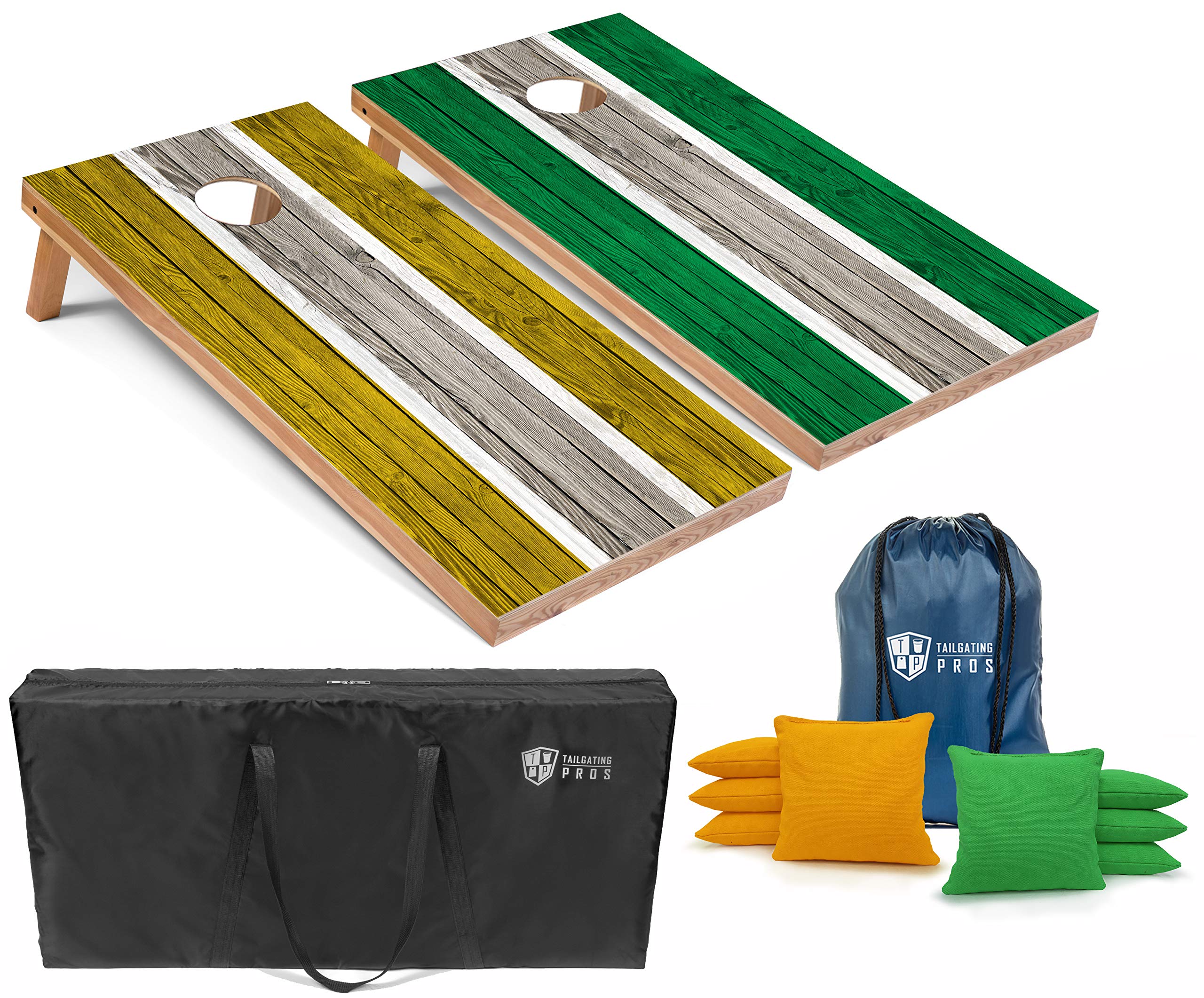 Premium LED Cornhole Board Set - 4'x2' Regulation Size with Lightweight Design, Striped Boards, LED Ring Lights, 8 Bean Bags & Carrying Case - Perfect for Tailgating, Backyard Parties, Outdoor Games & Camping
