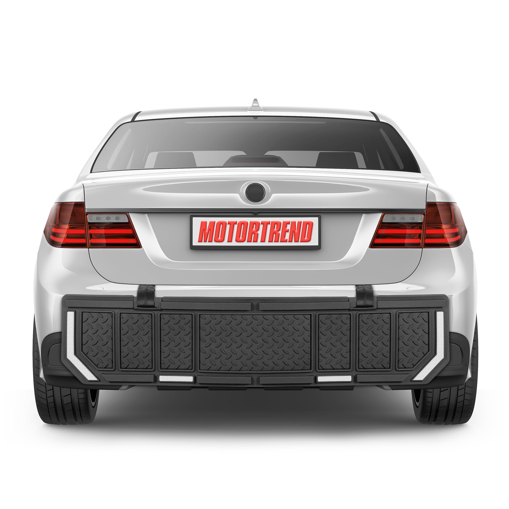 Motor Trend Heavy-Duty Car Bumper Guard - Rear Bumper Protector for Parked Vehicles with High-Intensity Reflector (Fits Cars & Small SUVs) | Easy Installation & Enhanced Night Visibility for Parking Safety