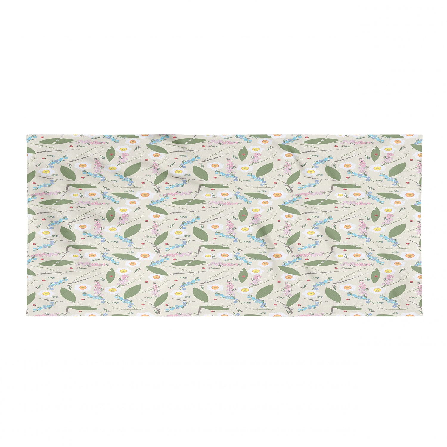 Ambesonne Spring Gym Towel - Romantic Floral Design with Daffodils, Lilies & Wildflowers | Soft, Lightweight & Ultra Absorbent Microfiber for Yoga, Beach & Sports | Compact Travel Towel for Gym, Pool & Outdoor Activities