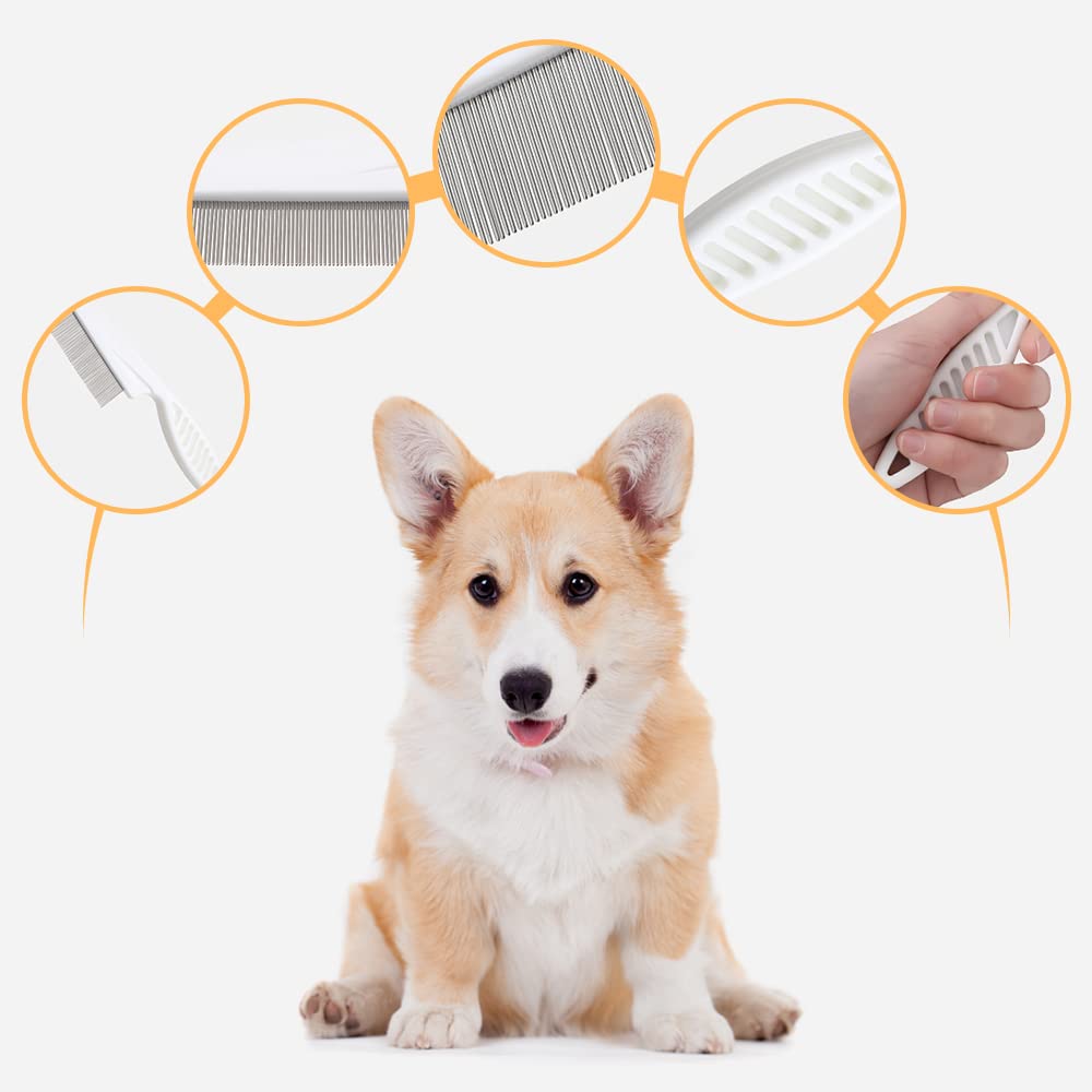 Premium Stainless Steel Pet Grooming Comb - Fine Tooth Dog Brush for Small Dogs & Puppies, Tangle & Tear Stain Remover (Pink) - Perfect for Daily Grooming, Shedding Control & Coat Maintenance at Home