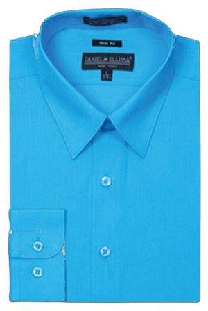 DANIEL ELLISSA Men's Slim Fit CVC Shirt DS3003 in Turquoise - Perfect for Business Casual & Office Wear