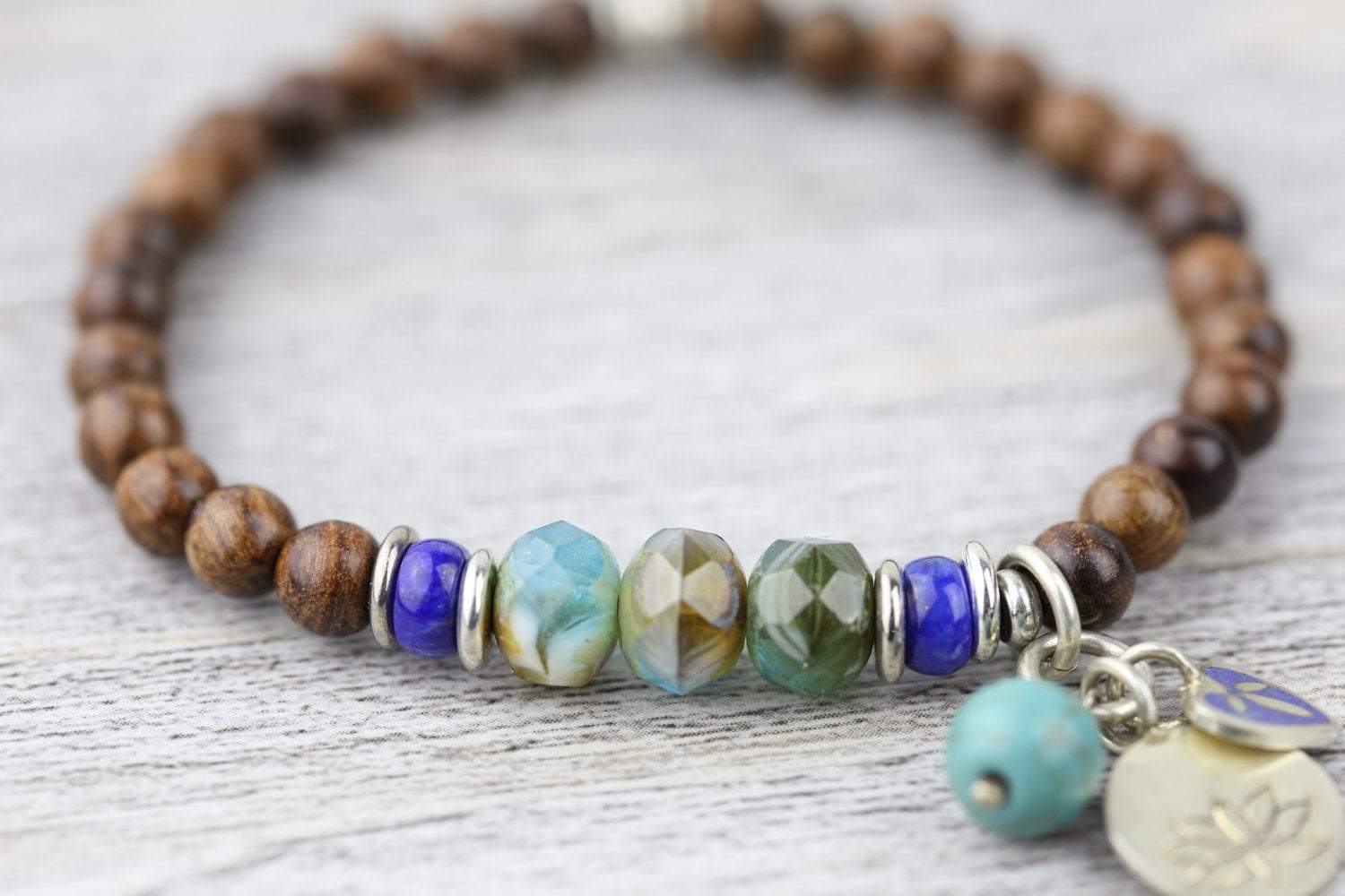 Natural Wood Healing Charm Bracelet for Women - Handmade Boho Spiritual Jewelry for Positive Energy & Protection - Perfect for Meditation, Yoga & Everyday Wear