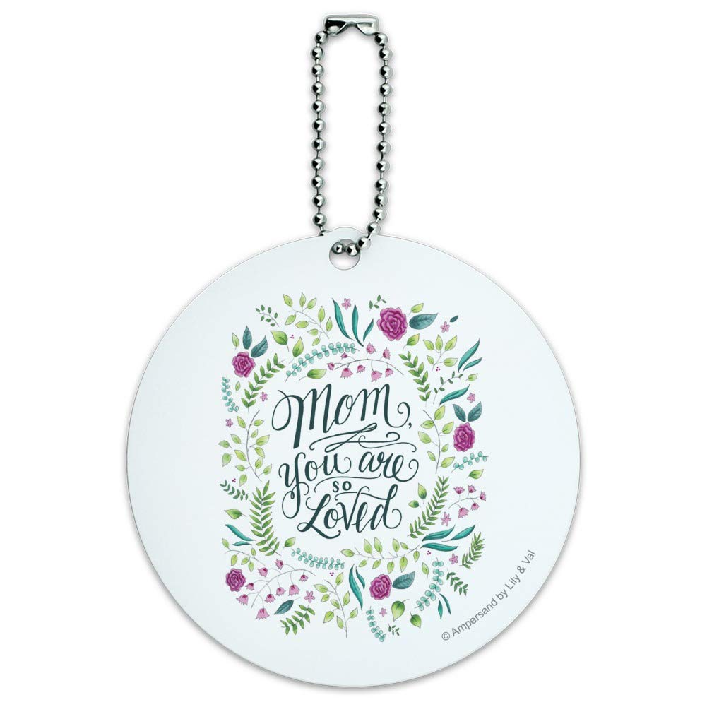 Round Luggage ID Tag Card for Suitcase & Carry-On - Personalized 'Mom You Are So Loved' Travel Gift - Perfect for Airports, Vacations & Business Trips