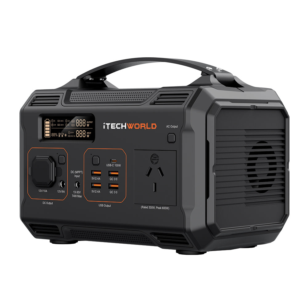 Portable Solar Generator Kit - 300W Power Station with 100W Solar Panel for Camping, Emergency Backup & Off-Grid Power | PS300 Essential Solar Power System
