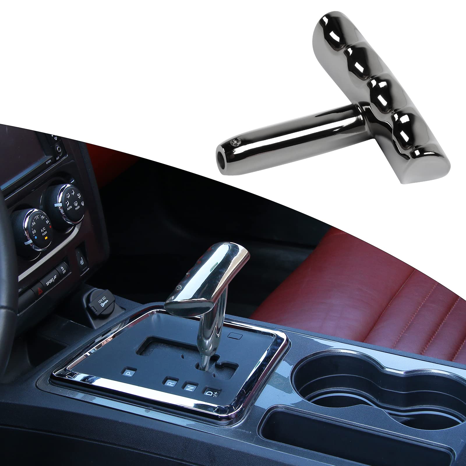 Aluminum Alloy T-Handle Gear Shift Knob for 2012-2017 Jeep Wrangler JK, Dodge Charger, Challenger & Compass - Earth Black | Durable Manual Transmission Shifter Upgrade for Off-Roading & Daily Driving