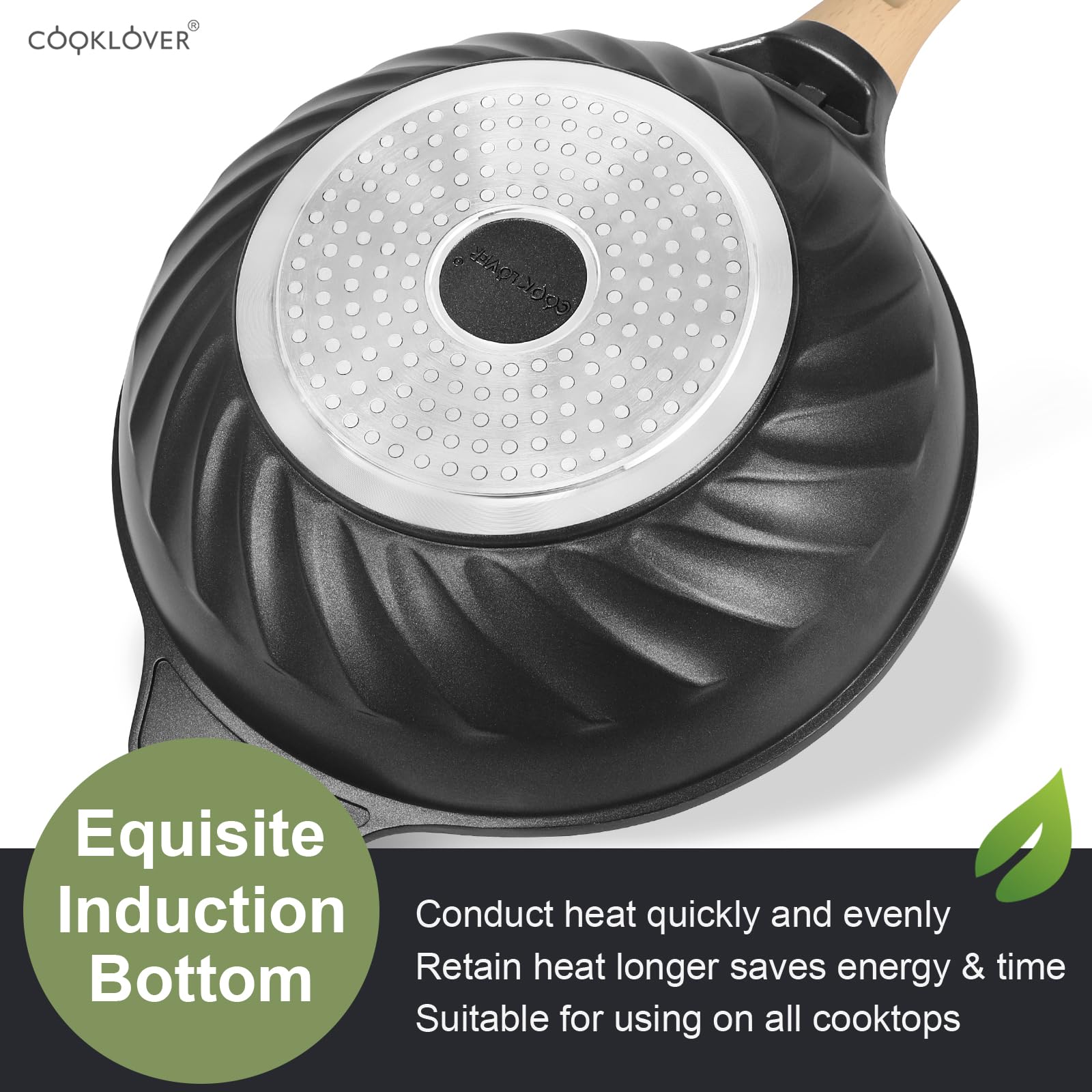 COOKLOVER 12.6 Inch Nonstick Wok Pan - Die-Cast Aluminum Stir Fry Pan with Lid, PFOA-Free & Scratch Resistant, Induction Compatible for Healthy Cooking | Perfect for Asian Stir Fry, Sautéing & Home Kitchen Use