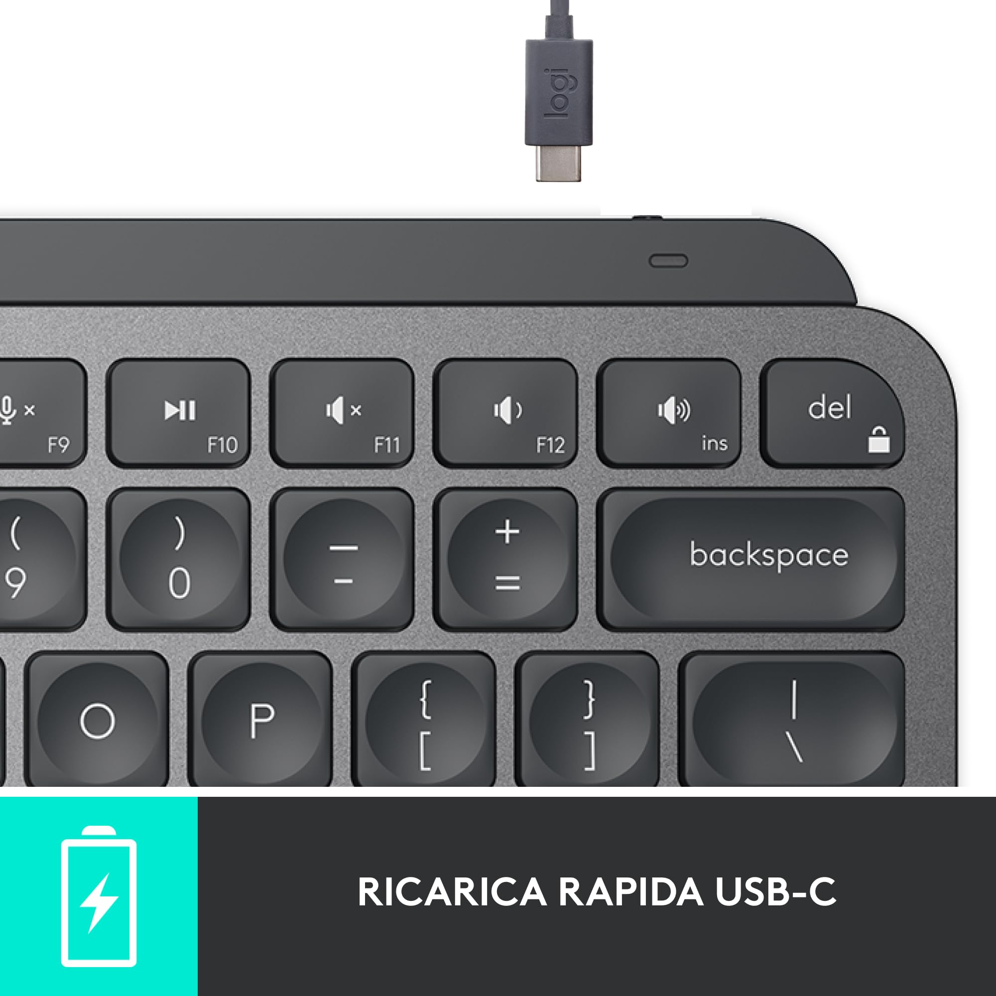 Logitech MX Keys Mini Wireless Illuminated Keyboard - Compact, Bluetooth, Backlit, USB-C, Compatible with Apple macOS iOS Windows Linux Android, QWERTY Italian Layout, Graphite - Perfect for Home Office, Gaming & Productivity