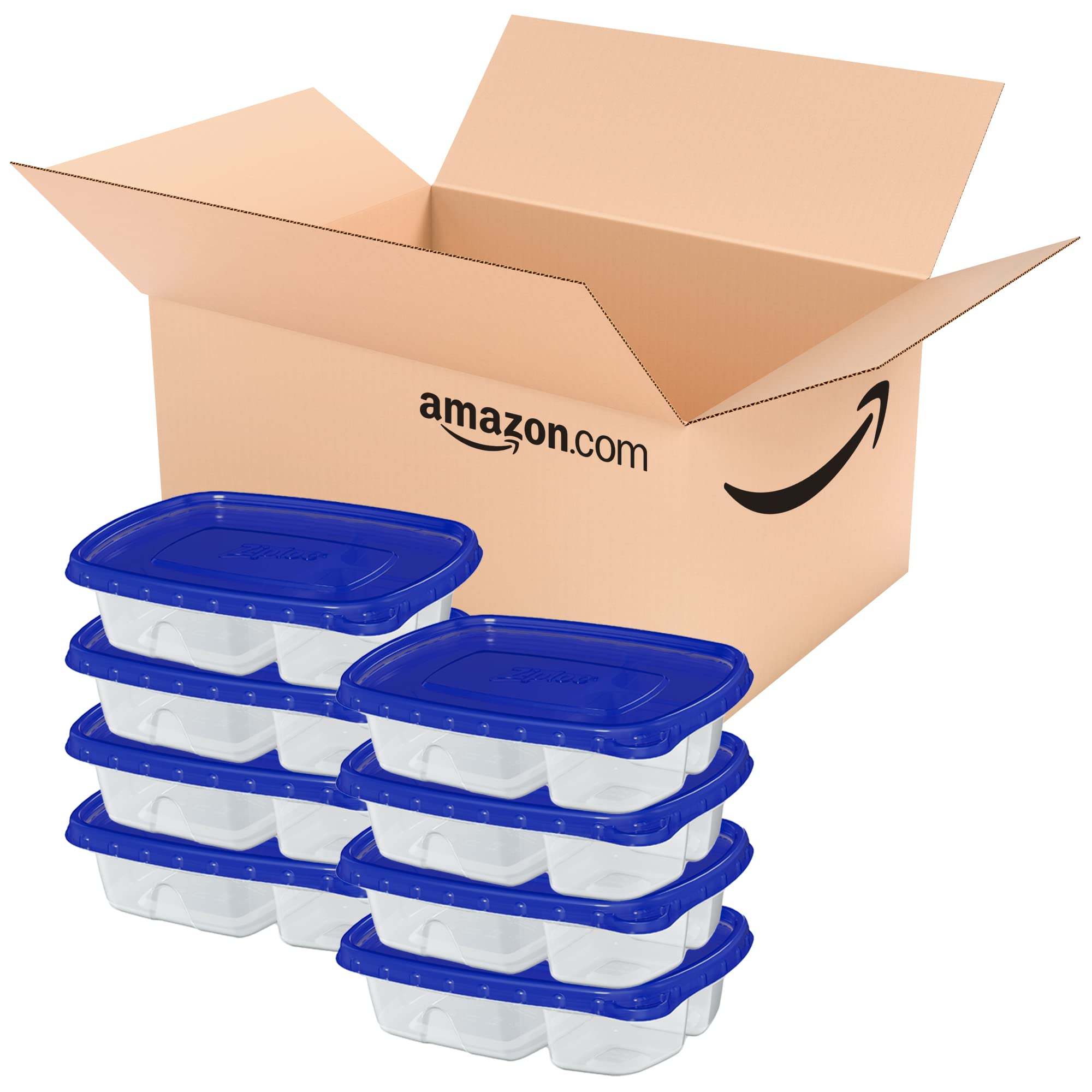 Reusable Ziploc Food Storage Containers with Smart Snap Technology - 8-Pack Divided Rectangle Meal Prep Containers for Kitchen Organization | Dishwasher Safe, BPA-Free | Perfect for Meal Prepping, Leftovers & Lunch Boxes