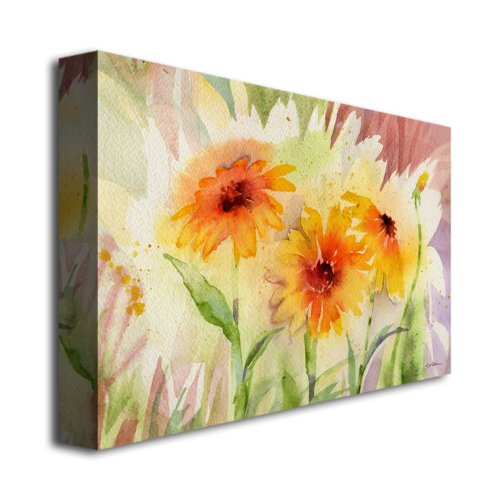Sheila Gold Ornate Frame Medow Daisy Trio Canvas Wall Art - 16x24 Inches - Perfect for Living Room, Bedroom & Office Decor