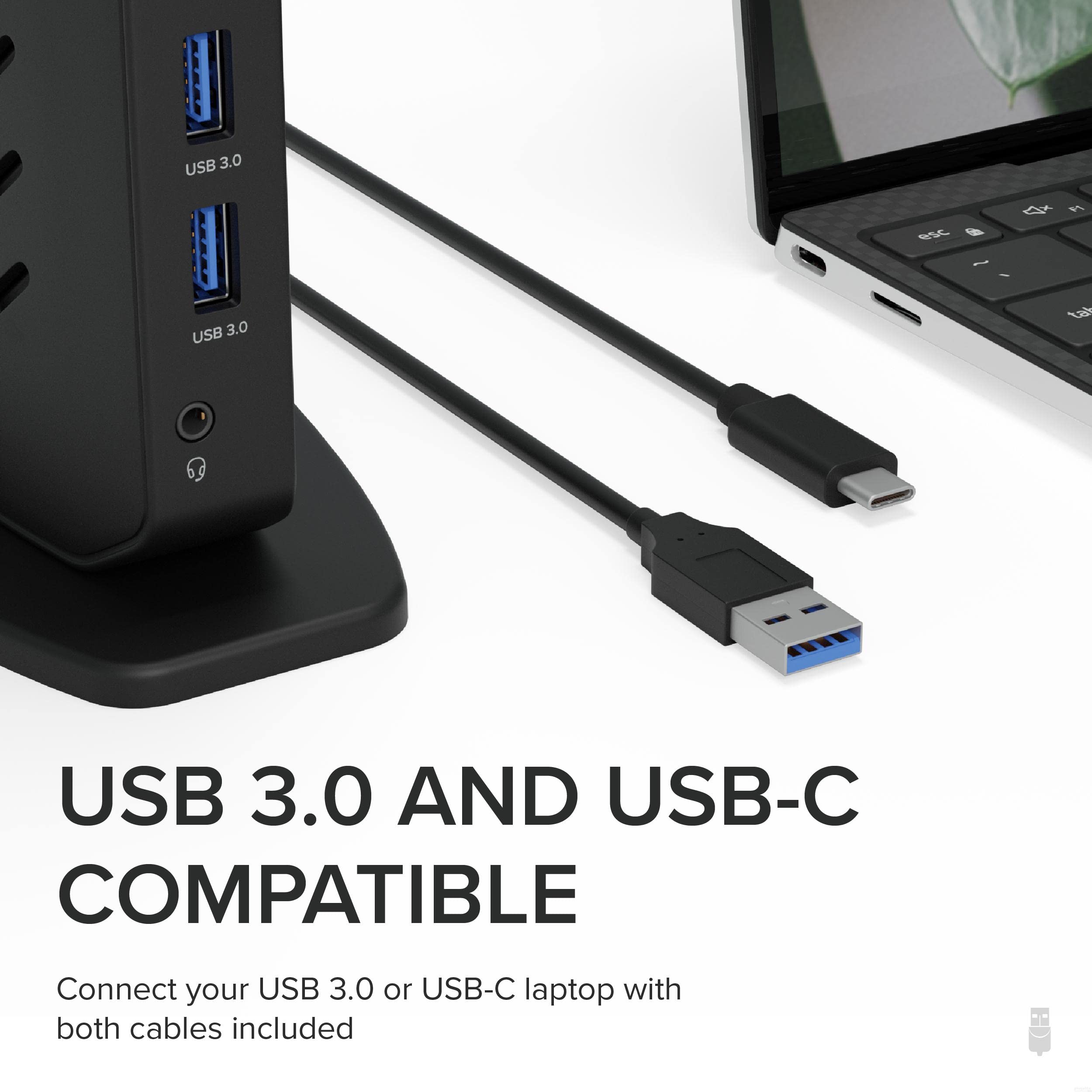 Plugable USB 3.0 & USB-C Universal Docking Station - Dual HDMI, Gigabit Ethernet, 6 USB Ports for Windows/Mac/ChromeOS | Perfect for Home Office, Remote Work & Multi-Monitor Setup