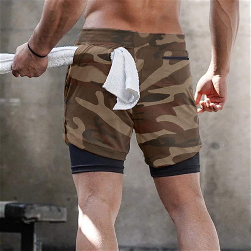 HARGLESMAN Men's 2-in-1 Running Shorts - Quick Dry Gym Workout Shorts with Phone Pocket for Men - Perfect for Jogging, Training & Outdoor Activities