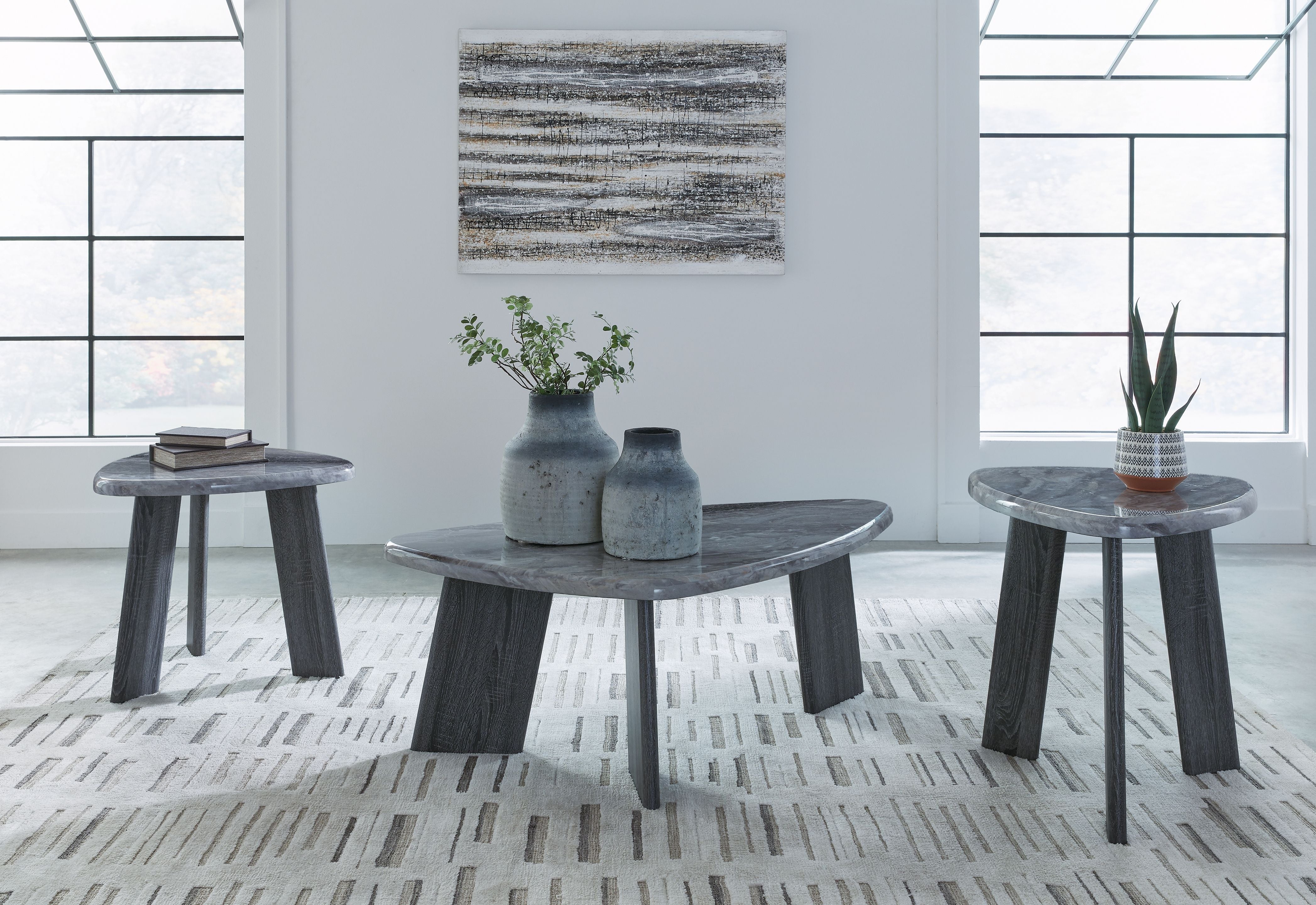 Bluebond Gray Occasional Table Set of 3 - Modern Nesting Side Tables for Living Room, Bedroom & Office - Perfect for Small Spaces, Coffee Table Alternatives & Home Decor