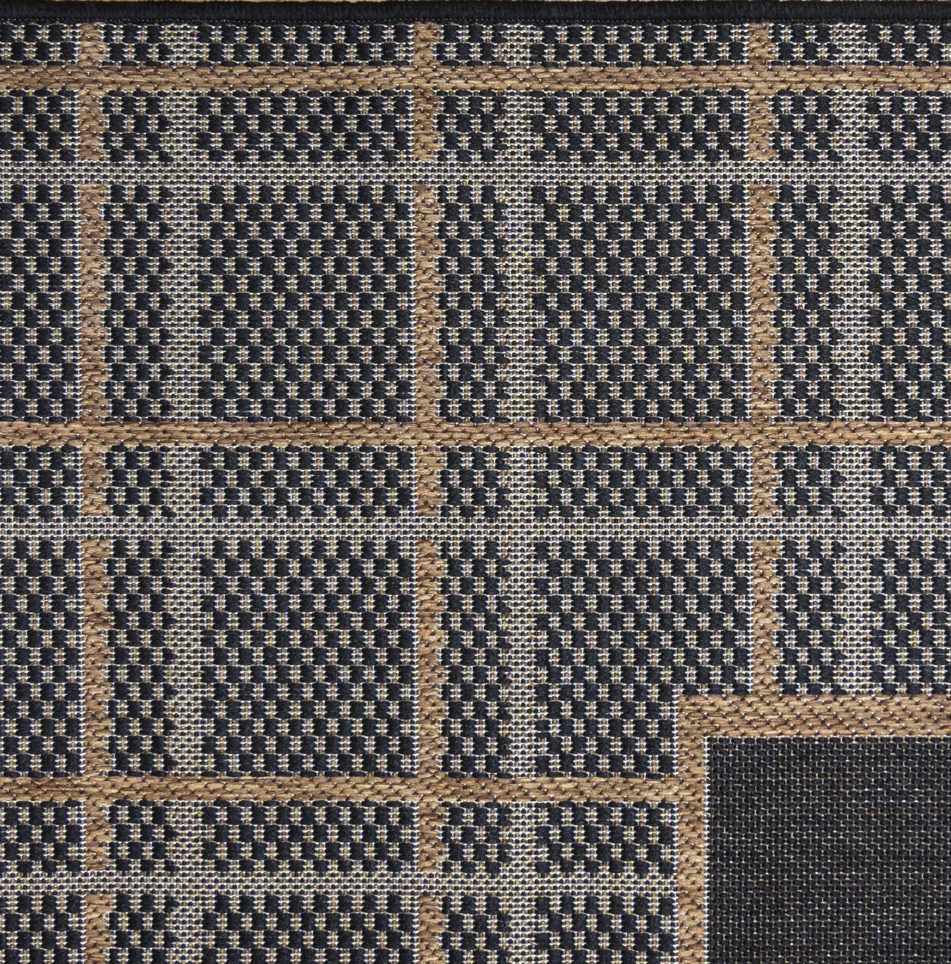 Gertmenian 41377 Deluxe Outdoor Patio Carpet Rug - 9x13 Extra Large Size - Laura Ashley Design with Logan Black Chestnut Border - Perfect for Backyard, Deck, Poolside & Garden Decor