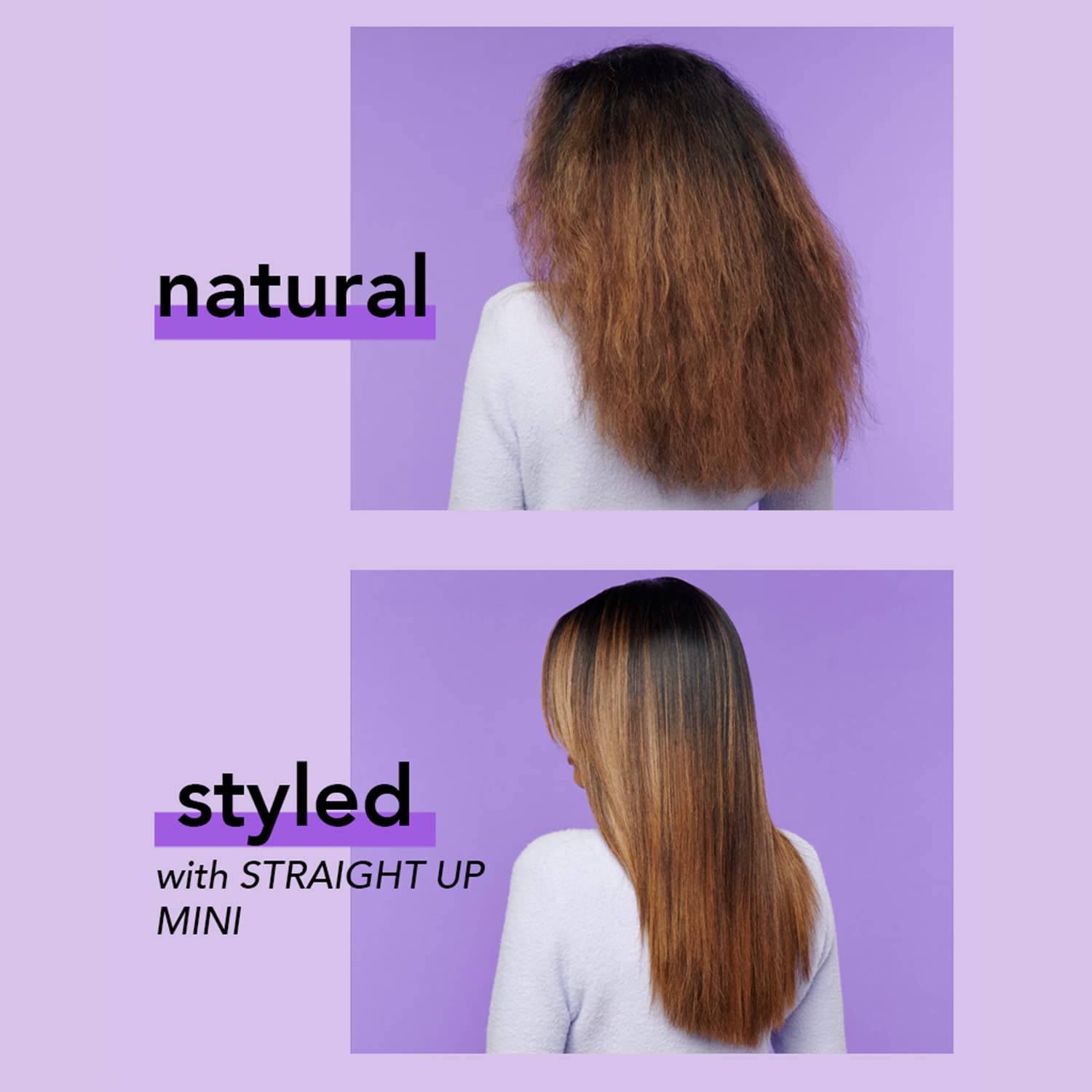 InStyler Straight UP Mini Ceramic Heated Styling Brush - Travel Size Hair Straightener | Fast Heating up to 400°F | 45 Ceramic Plates for Smooth & Shiny Hair | Perfect for Home, Travel & On-The-Go Styling