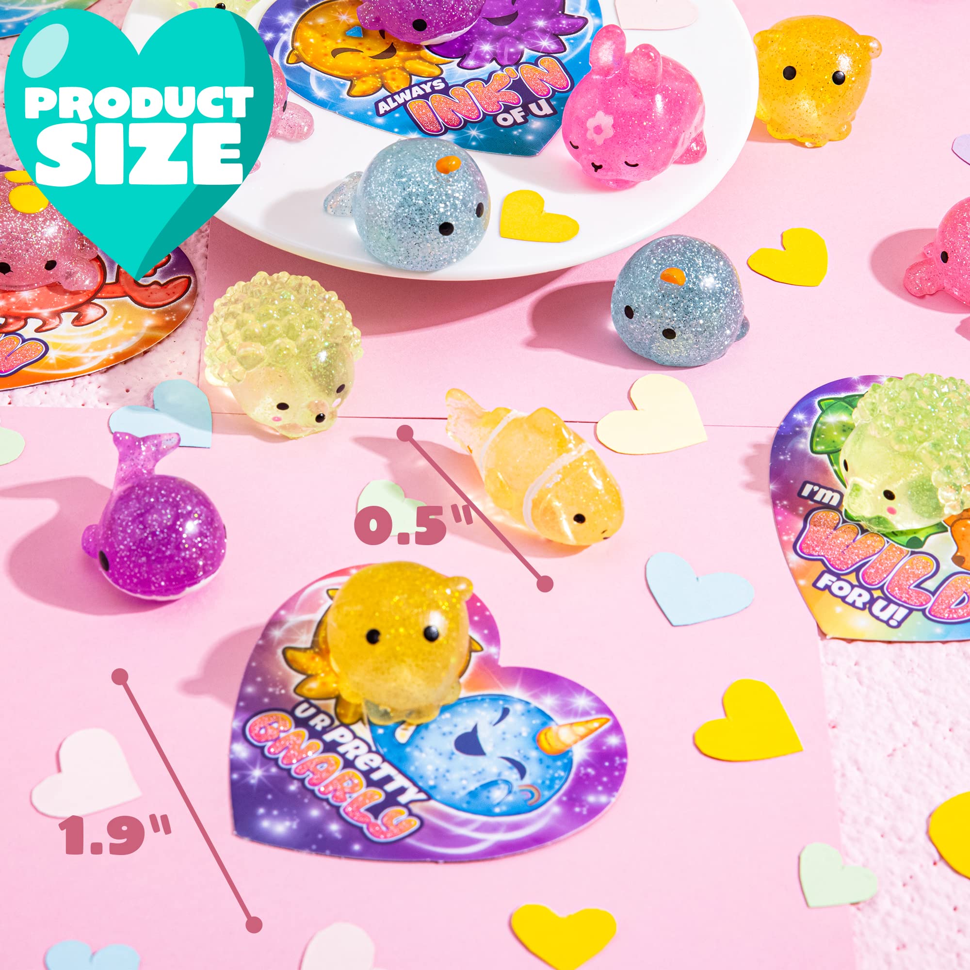 JOYIN 28 Pcs Glitter Mochi Squishy Toys - Cute Sea Animal Stress Relief Fidget Toys for Kids, Party Favors & Classroom Prizes | Sensory Play, Anxiety Relief & Fun Exchange Gifts