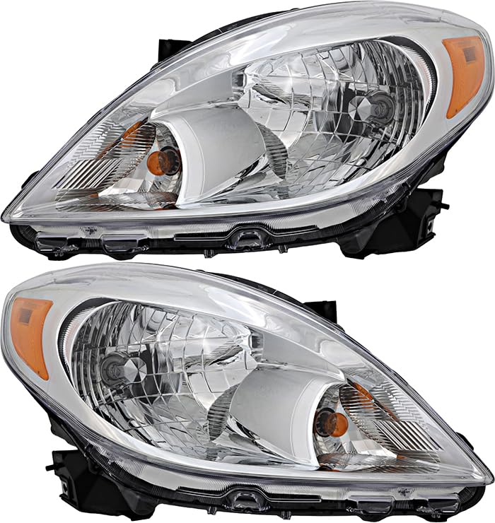 2012-2014 Nissan Versa Sedan Halogen Headlights Set - Driver & Passenger Side Replacement Lamps | Perfect for Night Driving, Foggy Conditions & Enhanced Visibility
