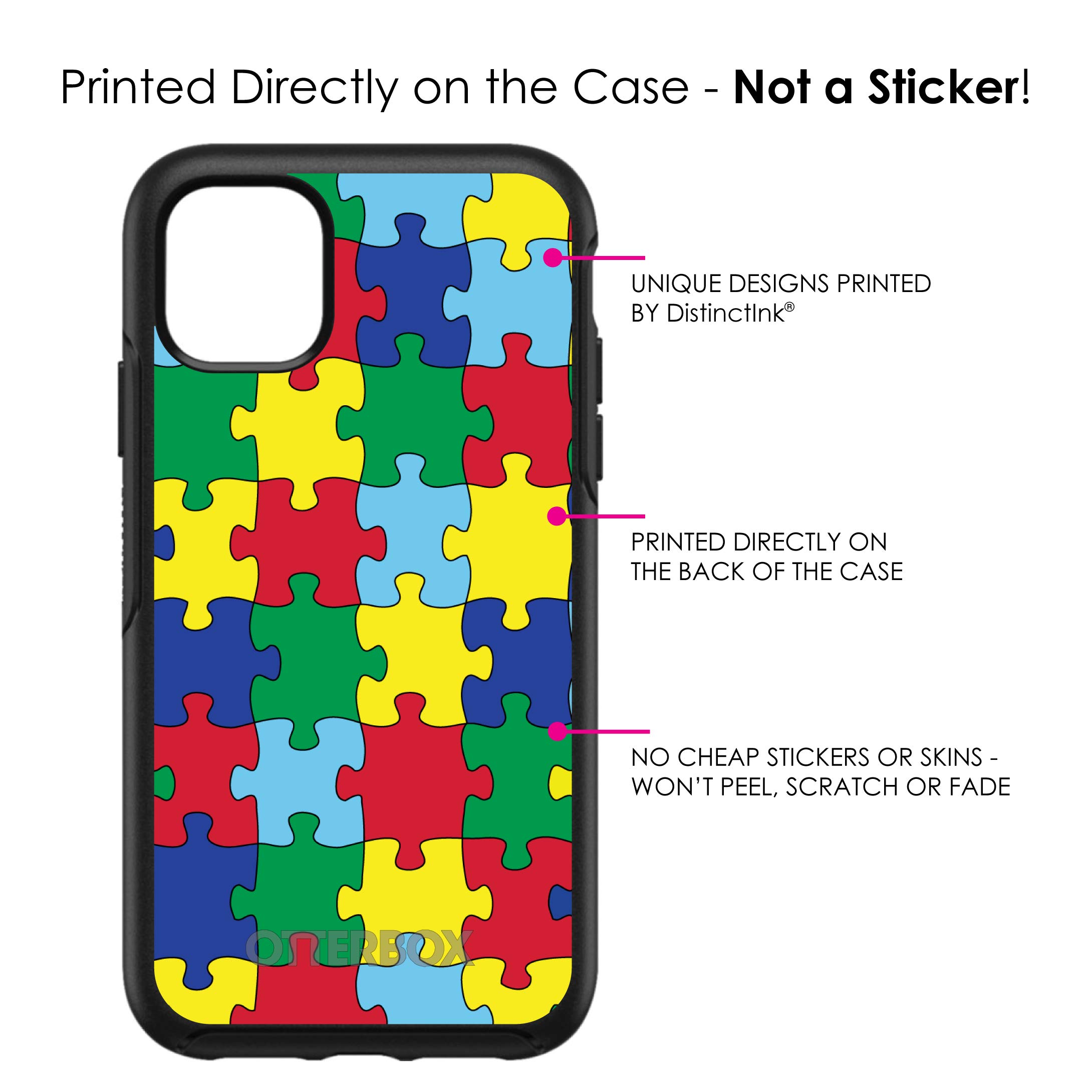 DistinctInk iPhone 11 Case (6.1 Inch) - Premium Protective Cover with Autism Awareness Puzzle Design | Durable Replacement for OtterBox Symmetry | Perfect for Daily Use, Work & School