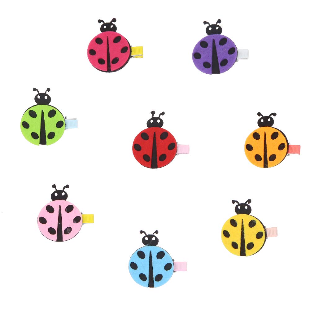 16 Pcs Ladybug Themed Felt Hair Clips Set - Cute Barrettes Hairpins with Metal Clips for Girls, Toddlers & Kids - Perfect for Parties, School & Daily Hair Accessories