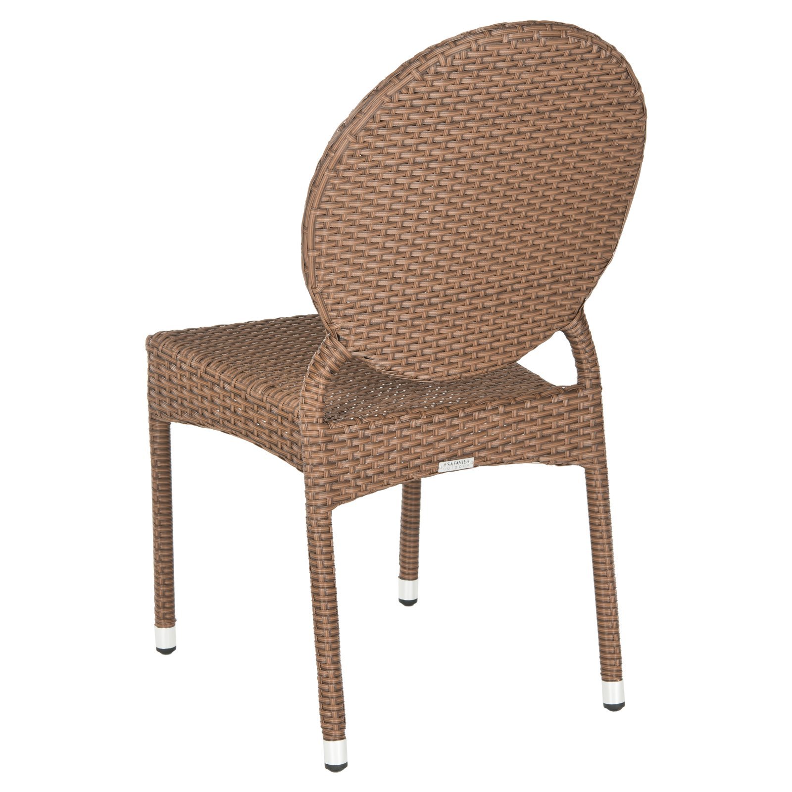 Safavieh Valdez Indoor Outdoor Stacking Chairs Set of 2 - Grey Patio Dining Chairs for Backyard, Poolside & Garden Furniture