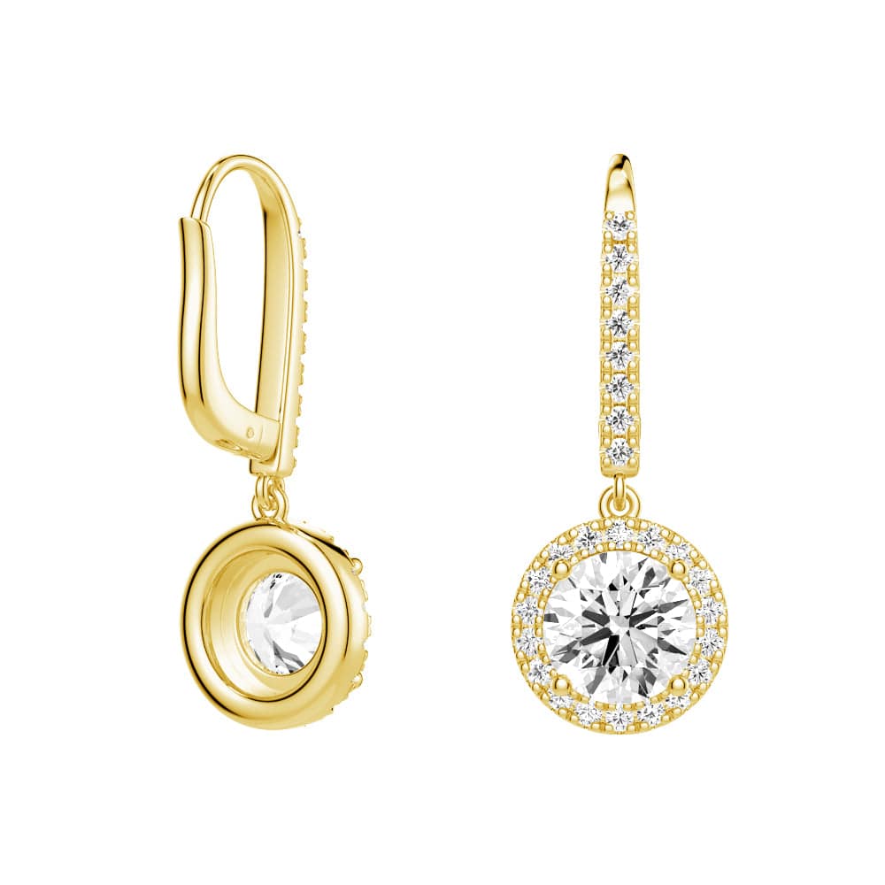 2.34 Carat Round Moissanite Pavé Halo Drop Earrings - Elegant Dangle Earrings for Women, Perfect for Weddings, Parties & Special Occasions