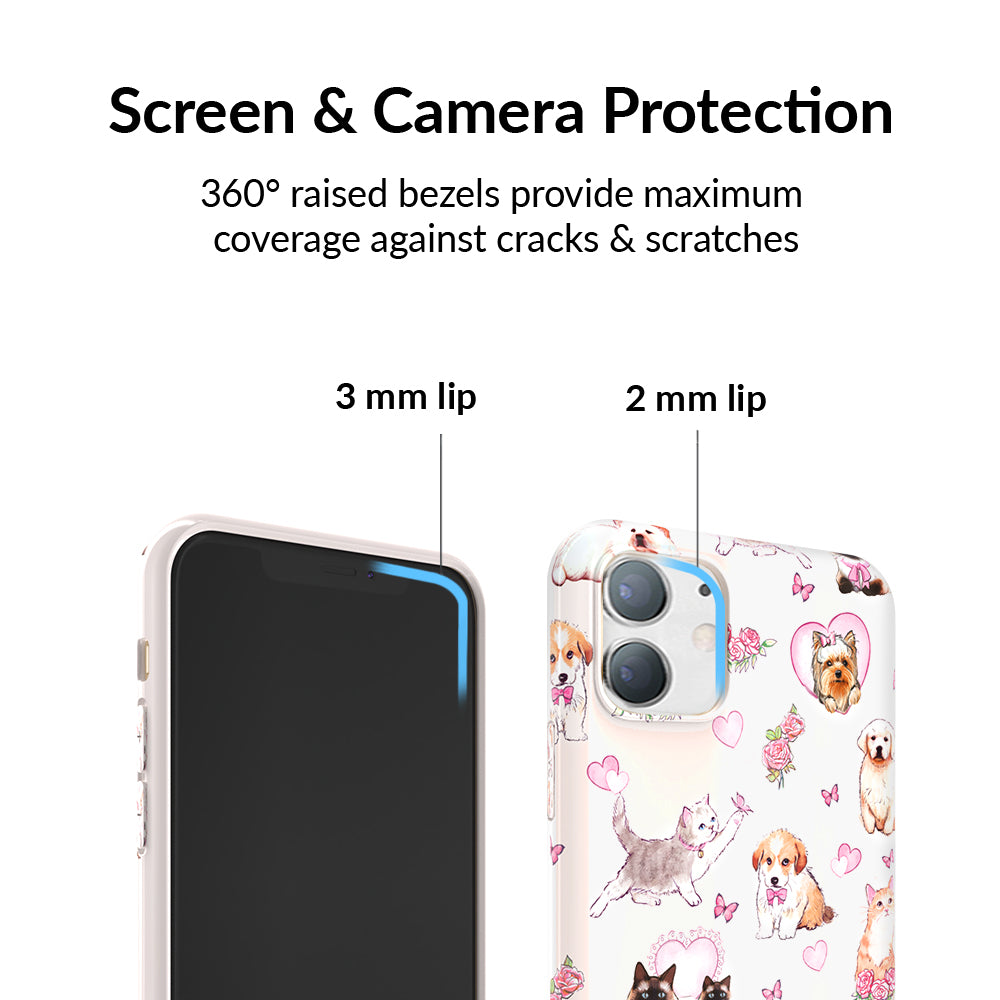 Cute Puppy & Kitten iPhone Case - Durable Protective Phone Cover for iPhone 12/13/14/15 - Perfect for Pet Lovers & Animal Enthusiasts - Great Gift for Dog & Cat Owners