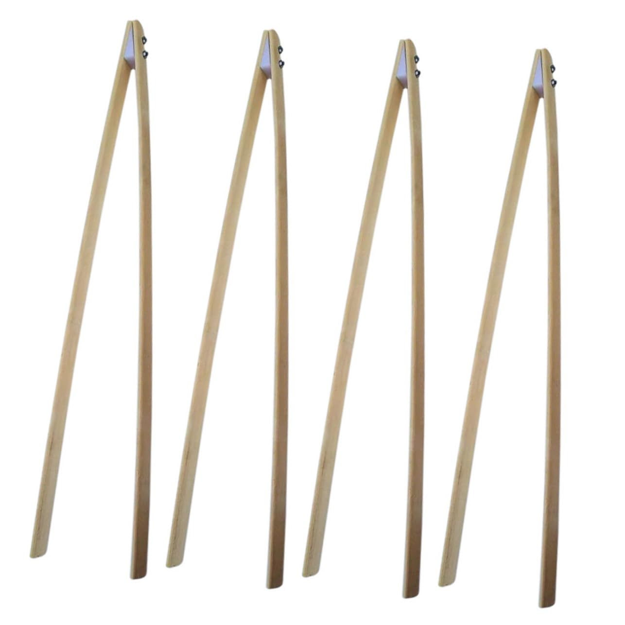 DOITOOL 4-Piece Firewood Grabber Tool Set - Extra Long Bamboo Fireplace Tongs, Crab Log Tongs & Waste Picker for Wood Stove, Camping, and Yard Cleanup - Heavy Duty Reaching Grabber Tool for Fireplace, BBQ, and Outdoor Use