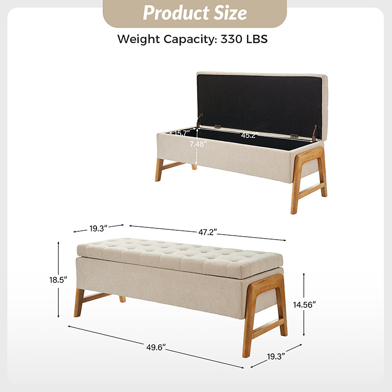 Salina Mid-Century Modern Inspired Storage Bench - Stylish Entryway & Living Room Seating with Hidden Storage - Perfect for Small Spaces & Home Organization