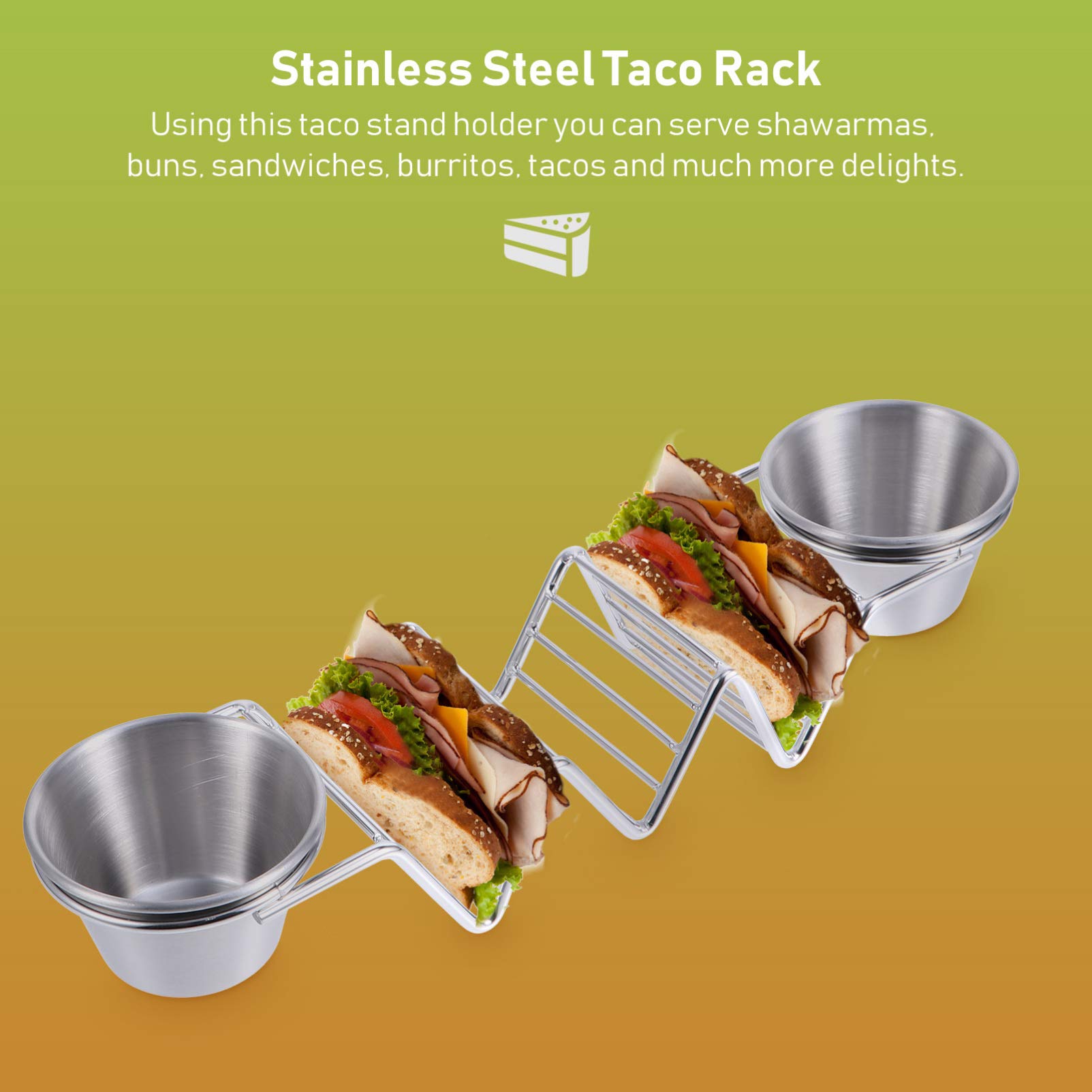 Stainless Steel Taco Holder Stand - 1pc Metal Crepe & Taco Rack for Mexican Pancakes, Pizza Pie Display - Durable Wave Design for Home Kitchen & Party Serving