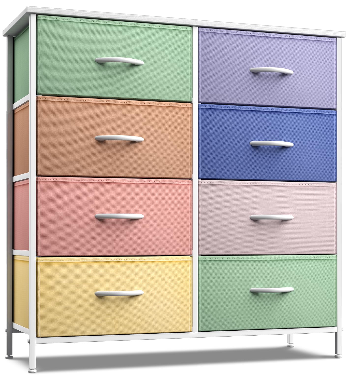 Sorbus 8-Drawer Kids Dresser with Steel Frame & Wood Top - Pastel Tie-Dye Fabric Bins Storage Organizer for Bedroom, Closet & Nursery - Perfect for Toys, Clothes & Baby Essentials Organization
