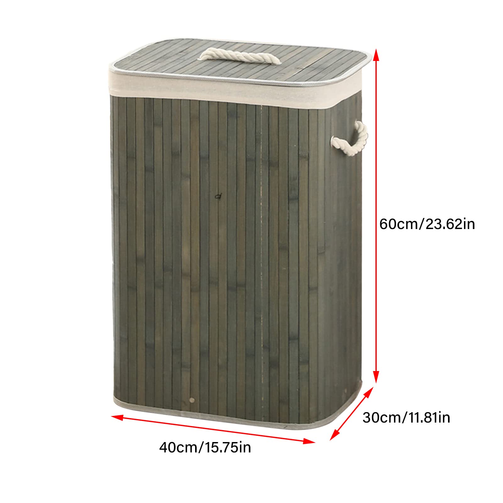 Foldable Bamboo Laundry Basket - Large Capacity Storage Organizer for Clothes, Toys & Groceries | Perfect for Dorm Rooms, Home & Travel | Grey Square (1.7 Cu Ft) - Space Saving & Multi-Purpose Use