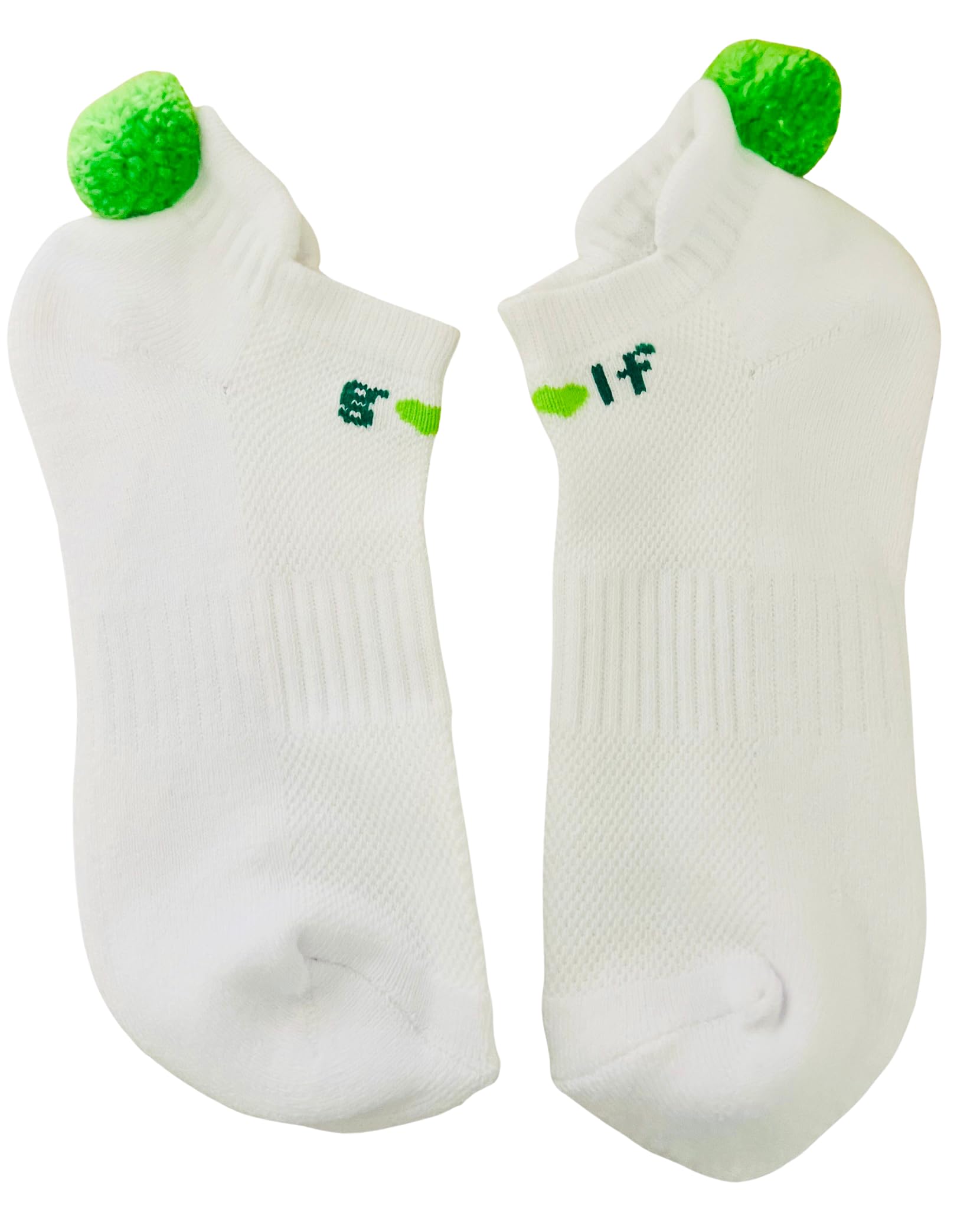Women's Golf Socks with Pom Pom Balls - Breathable Athletic Ankle Socks for Golfers - Perfect for Golfing, Running & Casual Wear