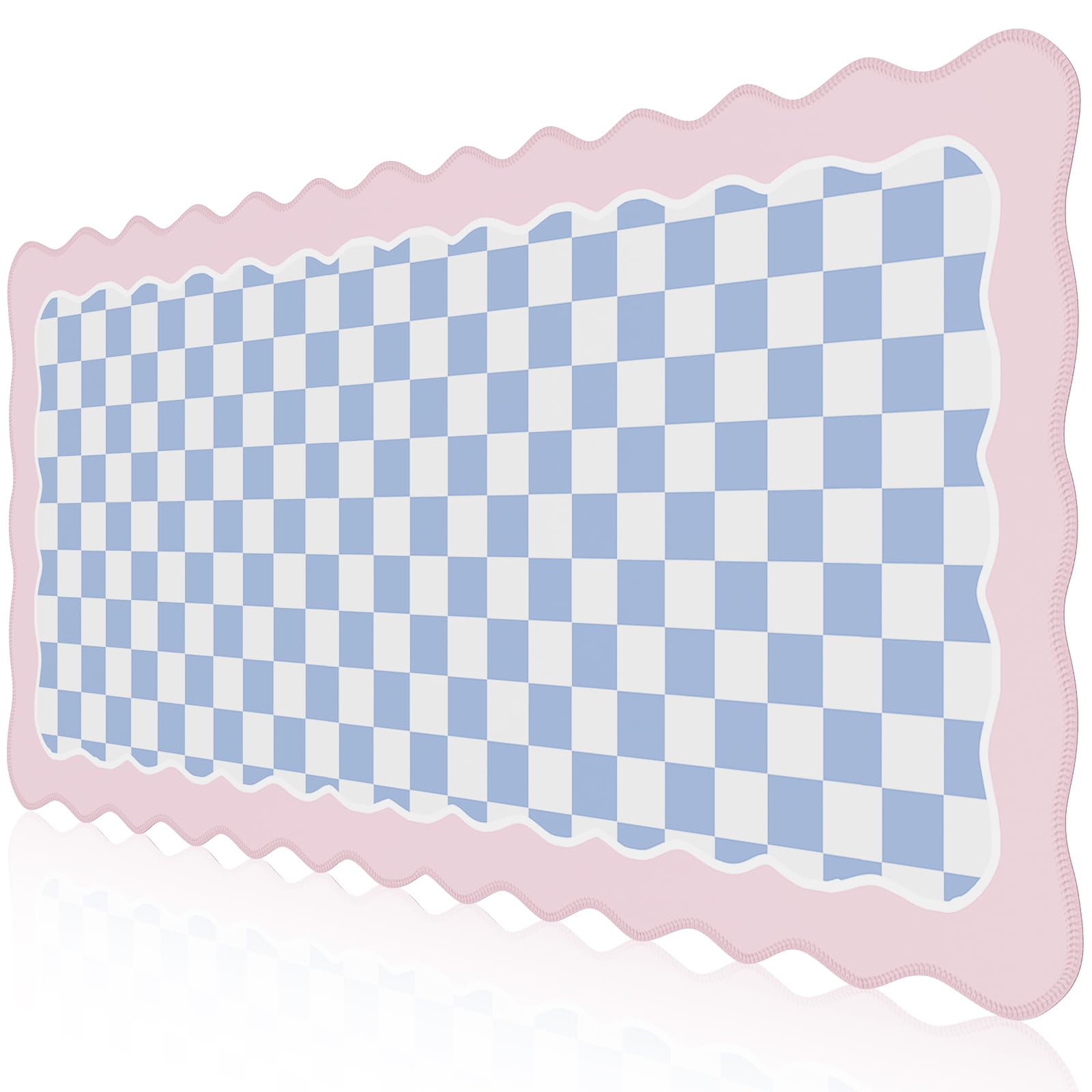iCasso Pink Gaming Mouse Pad - XXL Extended Large Desk Mat (15.7x35.4 Inches) with Non-Slip Rubber Base, Soft Lycra Surface & Cute Irregular Edge Design - Perfect for Home Office, PC Gaming & Workstation Setup