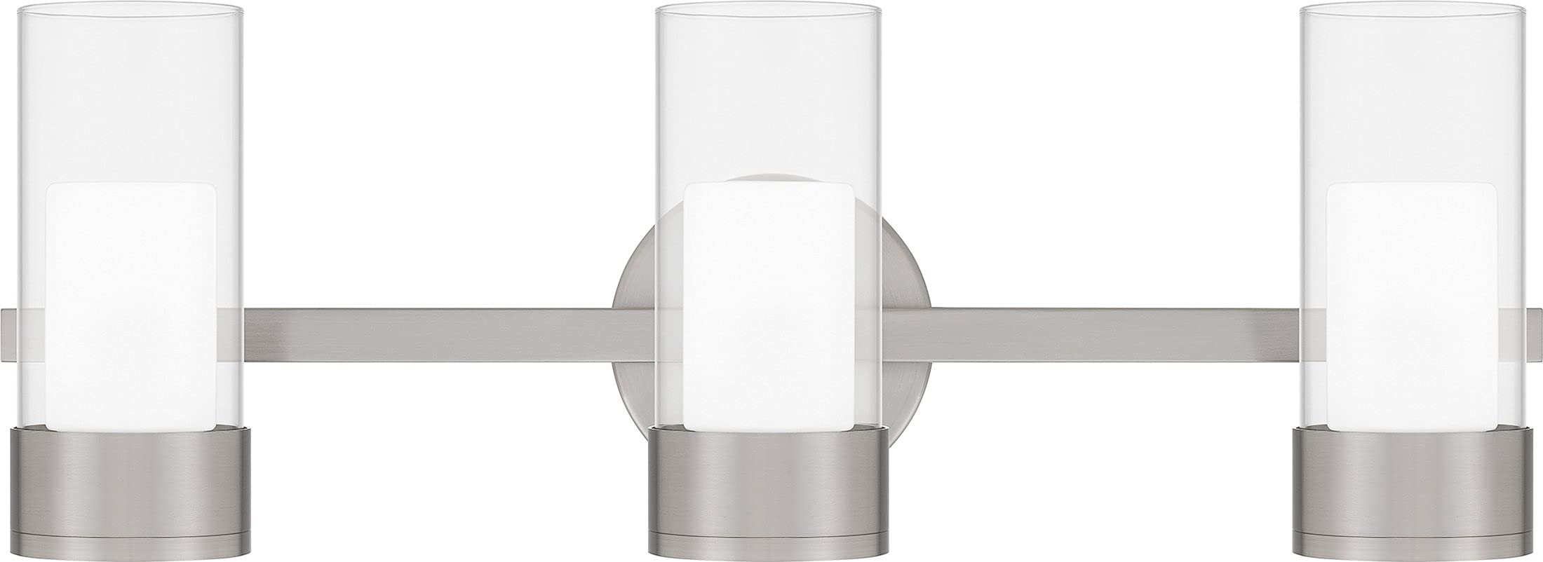 Quoizel PCLOG8622BN Logan Traditional Clear Glass with Inner Sandblast Glass Bathroom Vanity Light - 20W Integrated LED, Brushed Nickel, 8