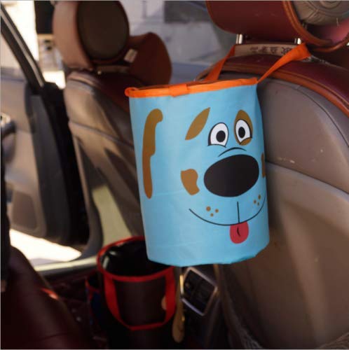 MACHSWON 2-Pack Collapsible Car Trash Can with Storage Pocket - Foldable Mini Garbage Bin for Vehicles, Cars & Trucks - Cute Cartoon Design for Waste Disposal - Perfect for Road Trips, Commuting & Family Travel